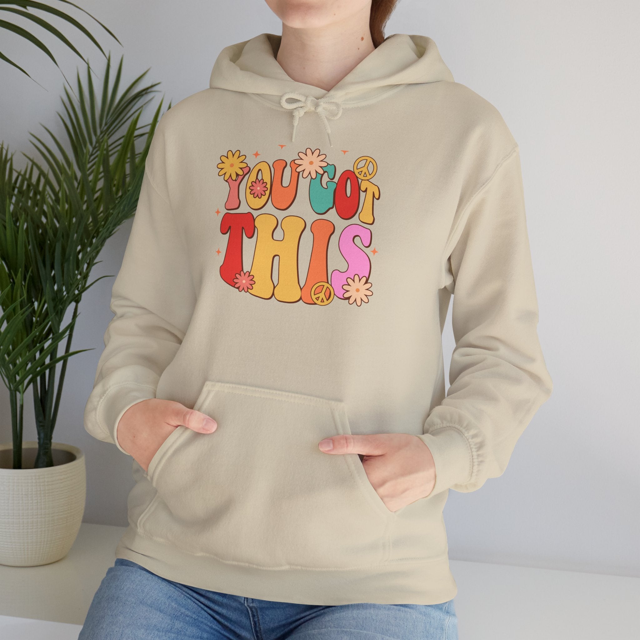 Hoodie - 'You Got This' Retro Flower Power Graphic Pullover