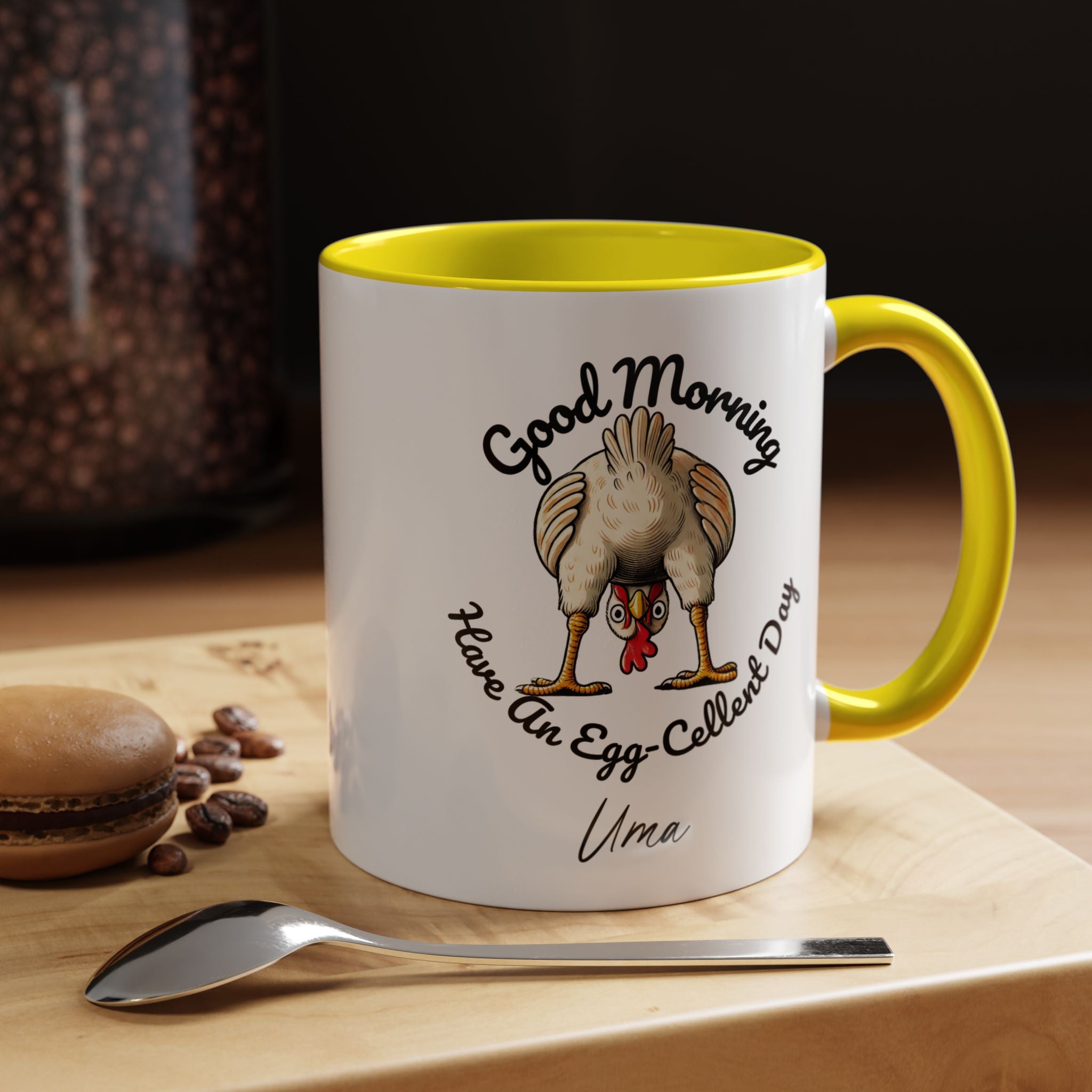 Funny Coffee Mug, Personalized Mug, Good Morning Chicken Butt, Have An Egg-Cellent Day, Gift Under 20, White Elephant gift