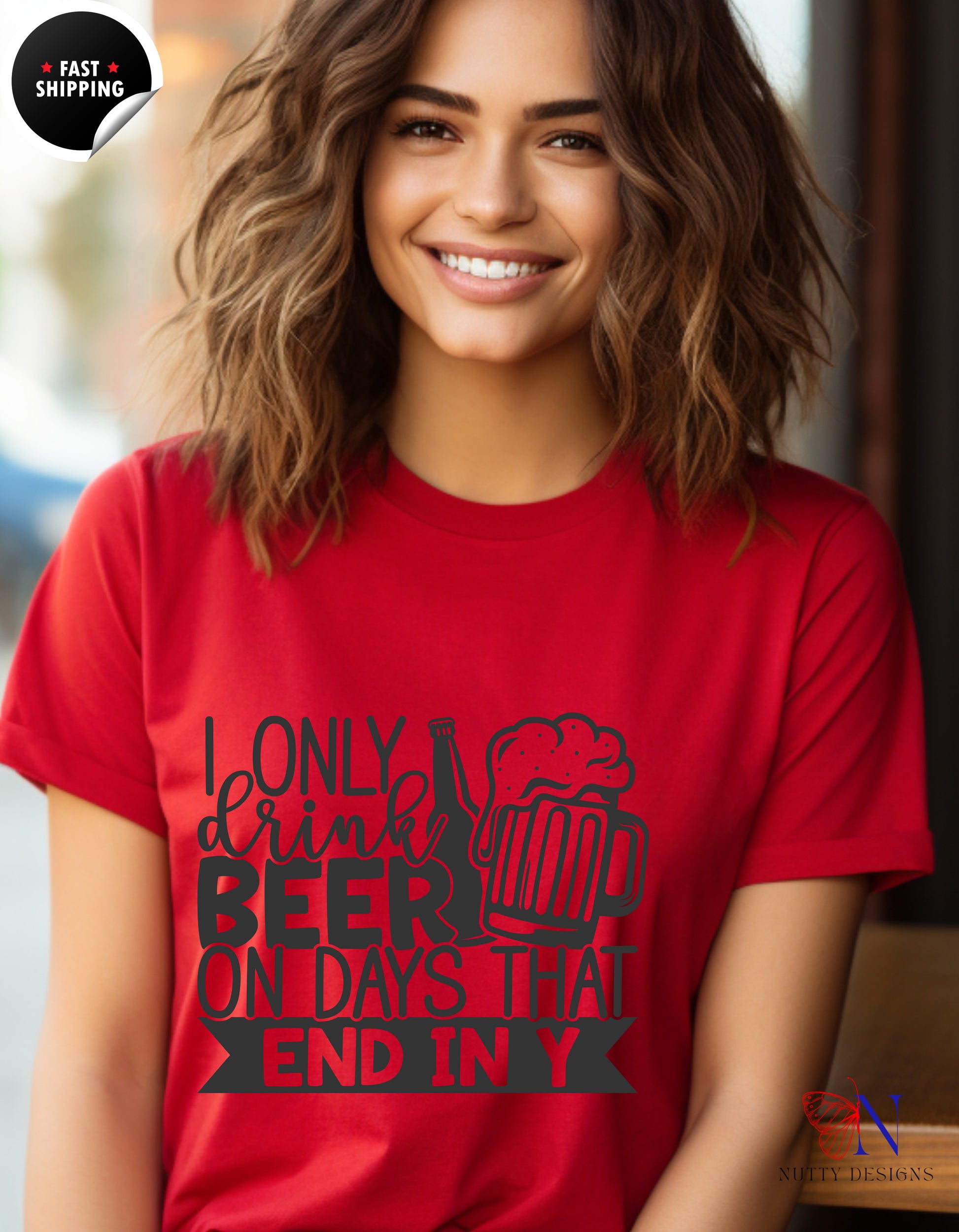 Beer Lover , Day-Ending Beer Drinking T-Shirt Lifestyle Mockup | Nutty Designs
