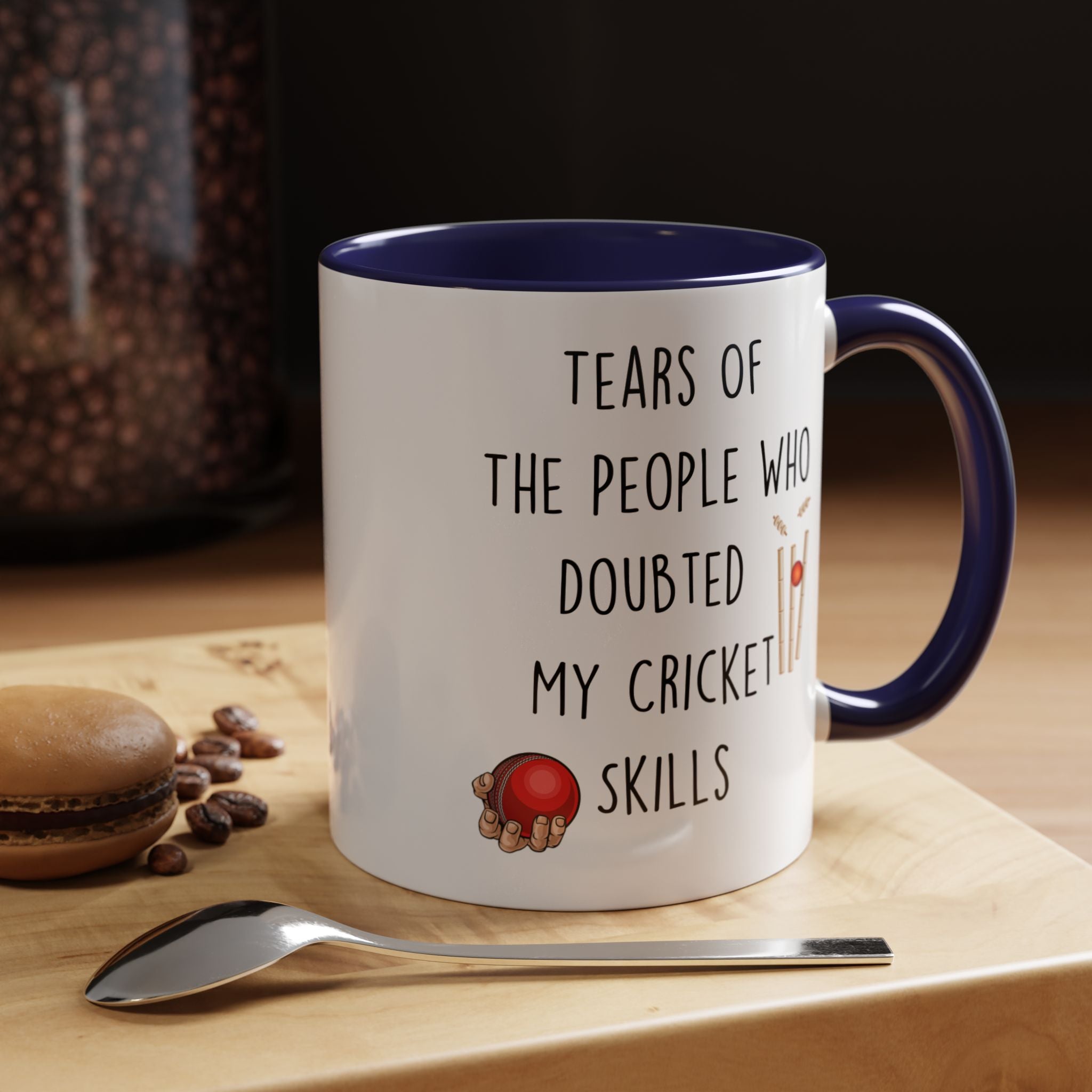 Funny Coffee Mug, Personalized Mug, Tears Of The People Who Doubted My Cricket Skills Accent Cup (11, 15oz), Sarcastic Mug, Gift Under 20
