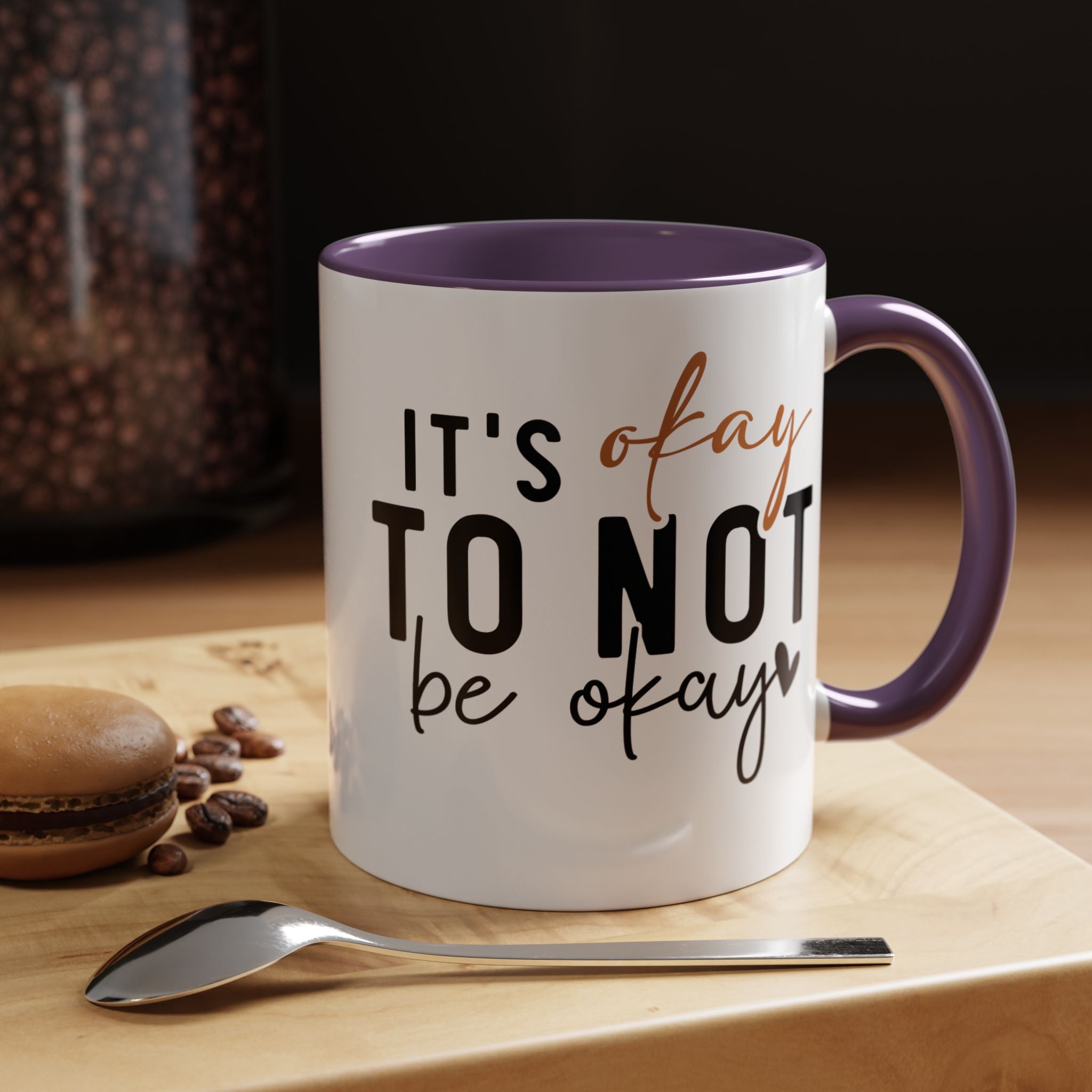 Funny Coffee Mug, Personalized Mug, It's Okay To Not Be Okay Accent Cup (11, 15oz), Gift Under 20, White Elephant gift