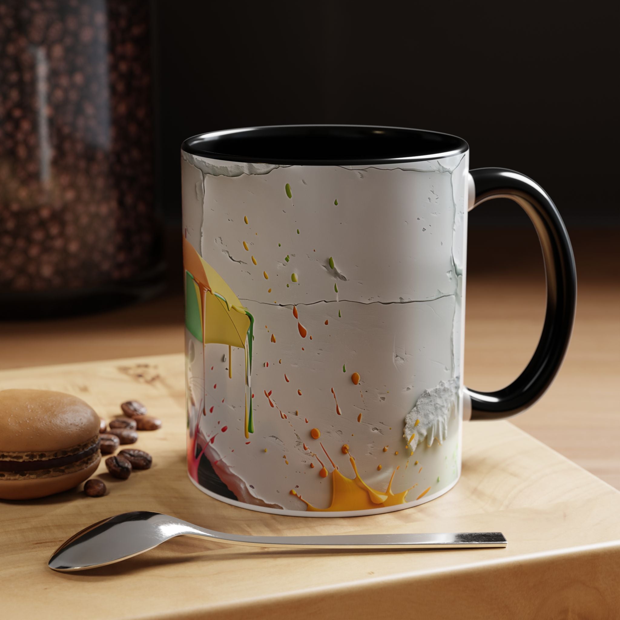 Coffee Mug - Cute Mouse Colorful Umbrella In Rain 3D Design - 11oz, 15oz