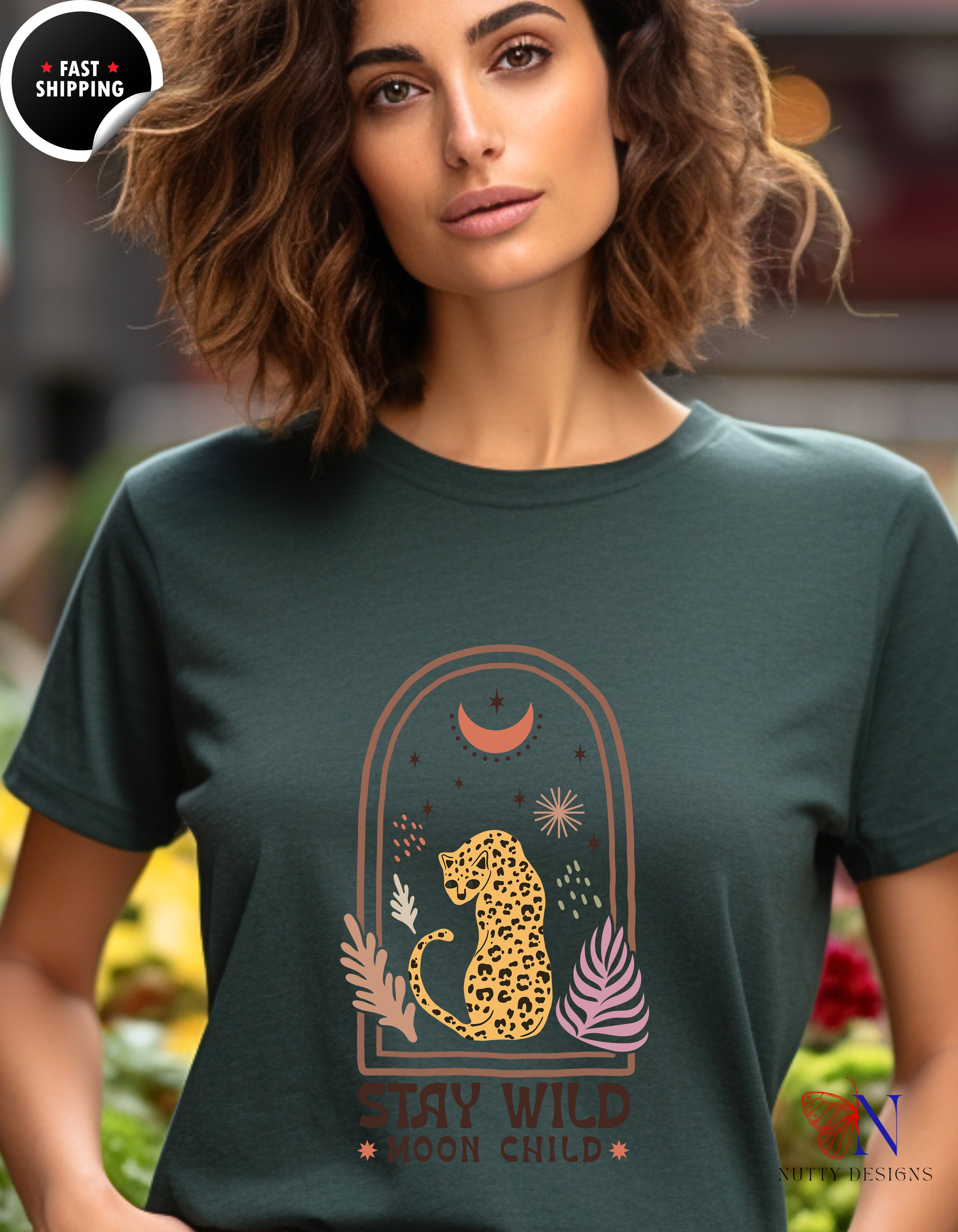Stay wild, Moon child Shirt, Moon Bohemian Shirt, For Moon T-Shirt Product Photo | Nutty Designs