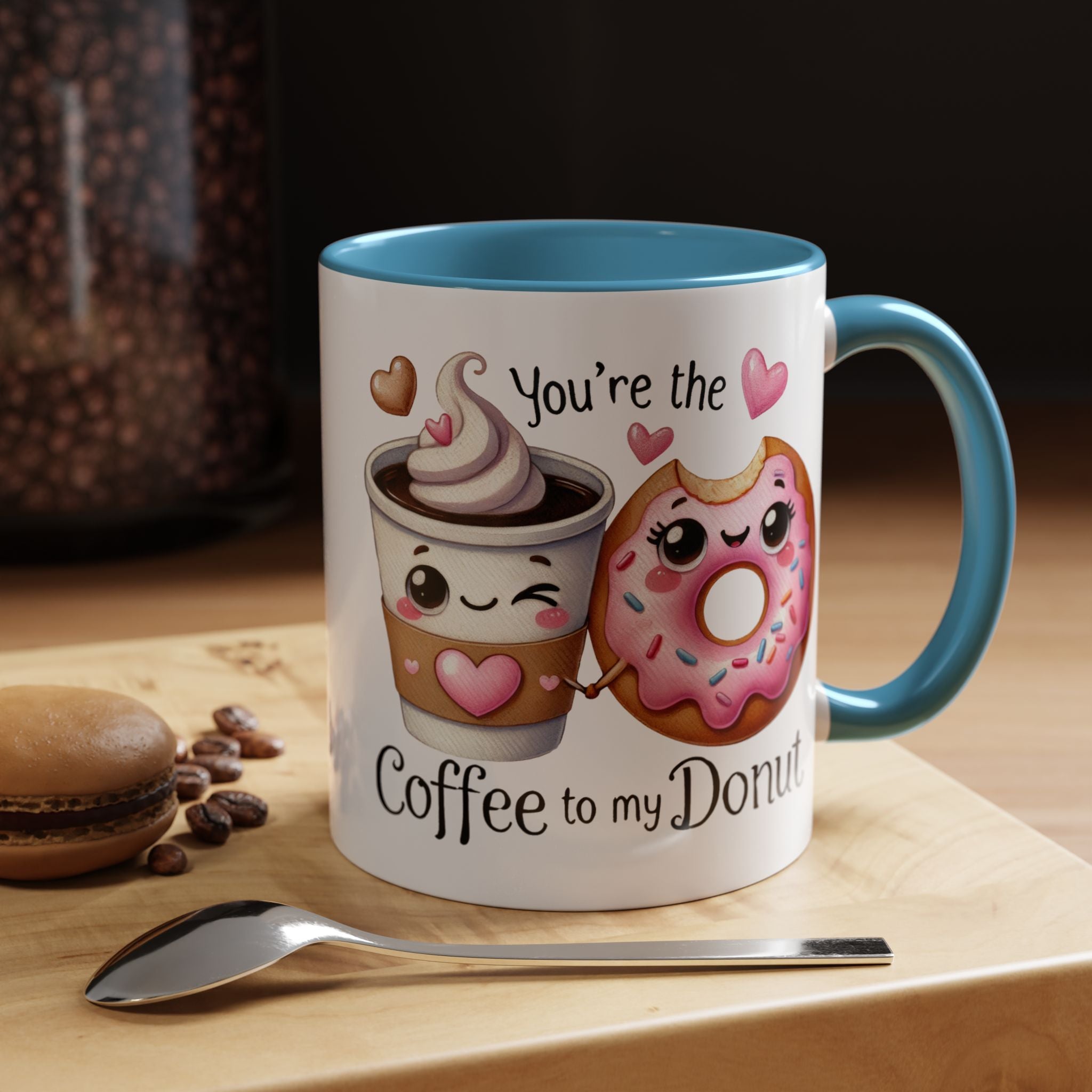 You Are The Coffee To My Donut Personalized Romantic Mug Accent Cup 11/15oz, Anniversary Wedding Valentines Custom Gift Him her Spouse BF GF