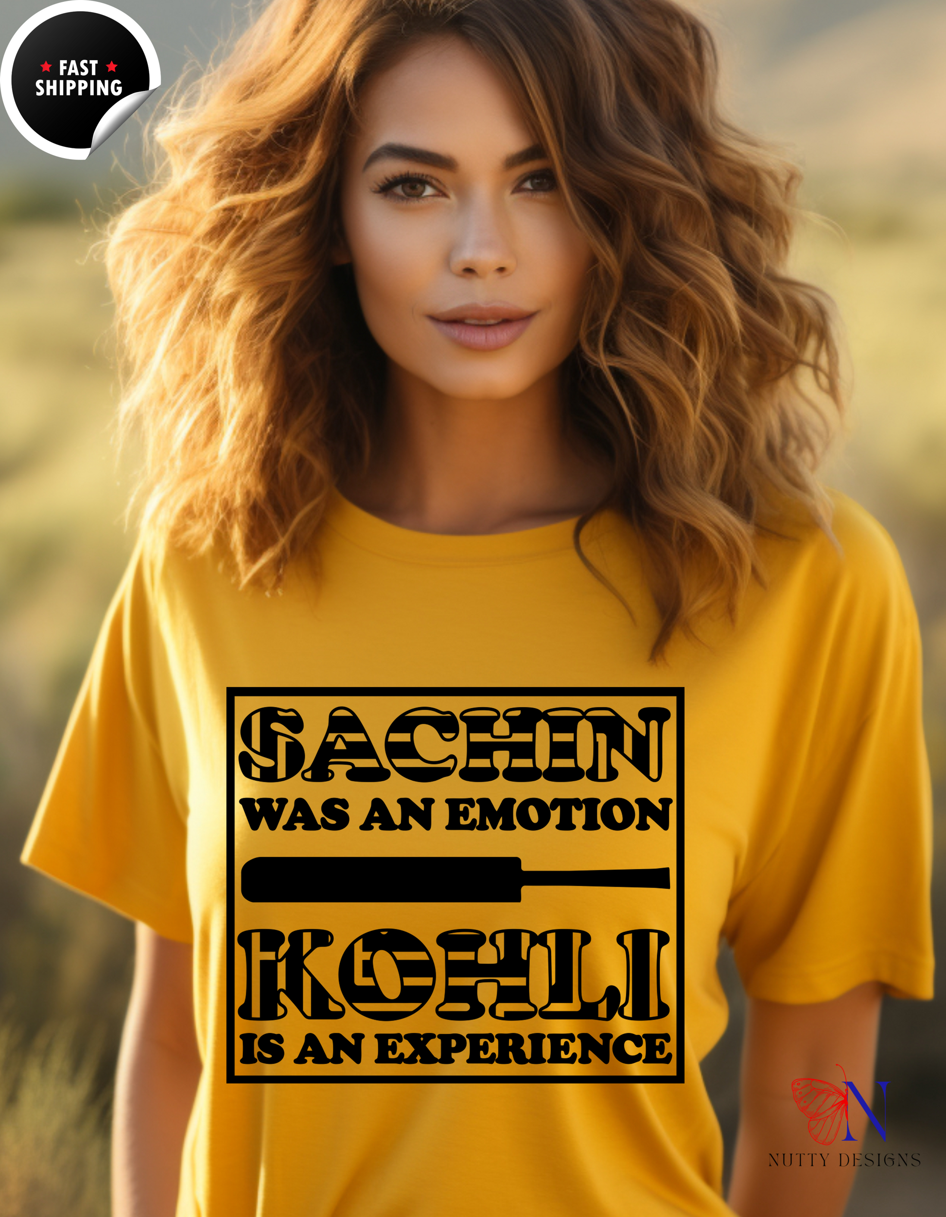 Sachin Was An Emotion, Kholi Is An Experience, unique T-Shirt Lifestyle Mockup | Nutty Designs