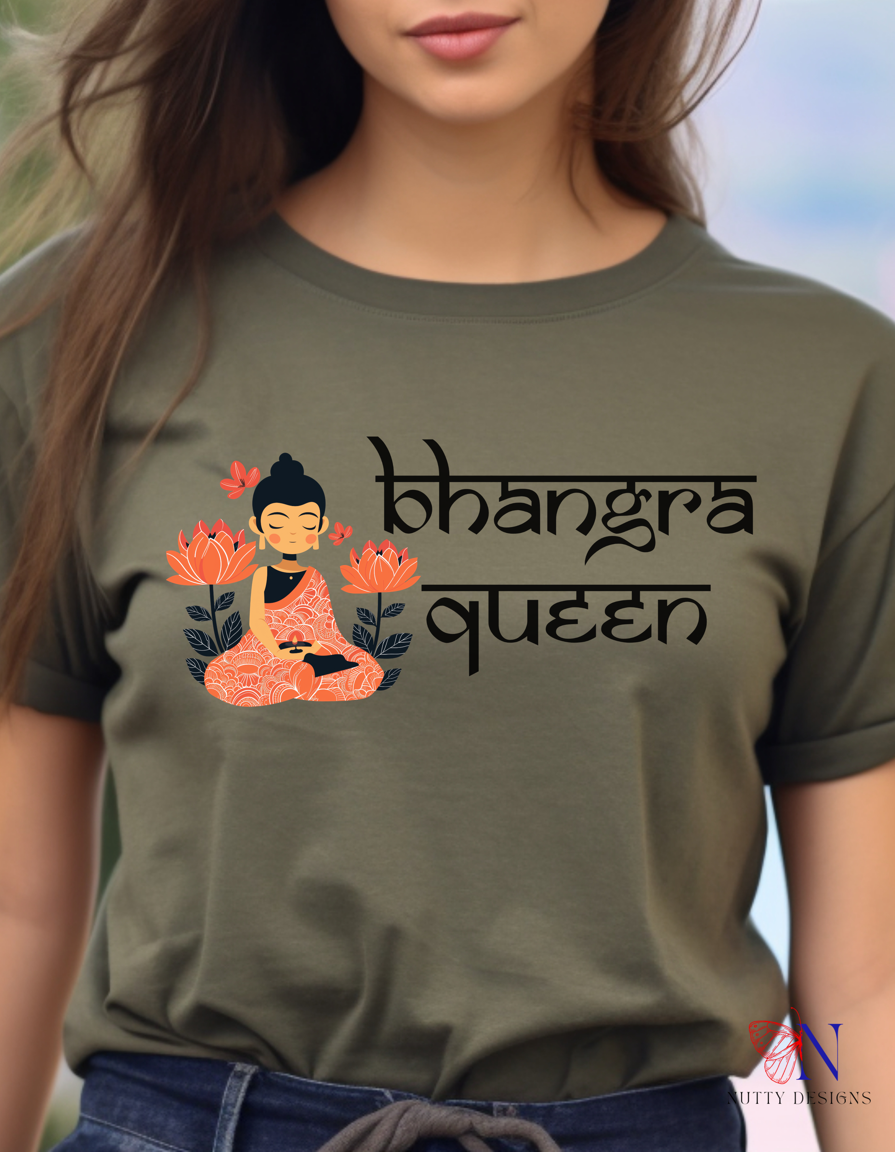 Bhangra Queen pride slogan Swag T-Shirt Lifestyle Mockup | Nutty Designs