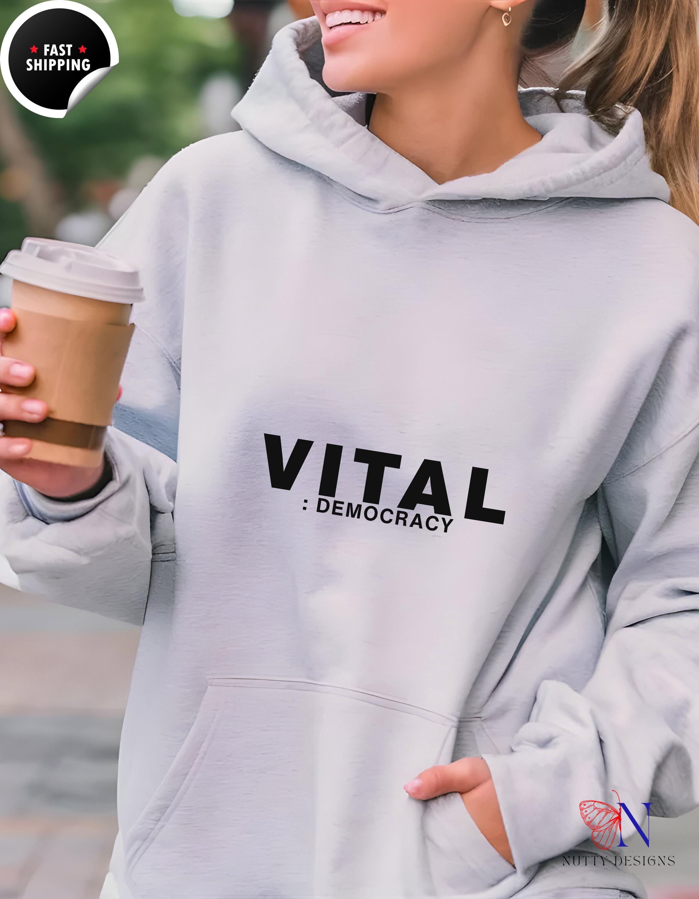 Vital Democracy Hoodie – Minimalist Cotton Polyester Blend Fleece Sweatshirt