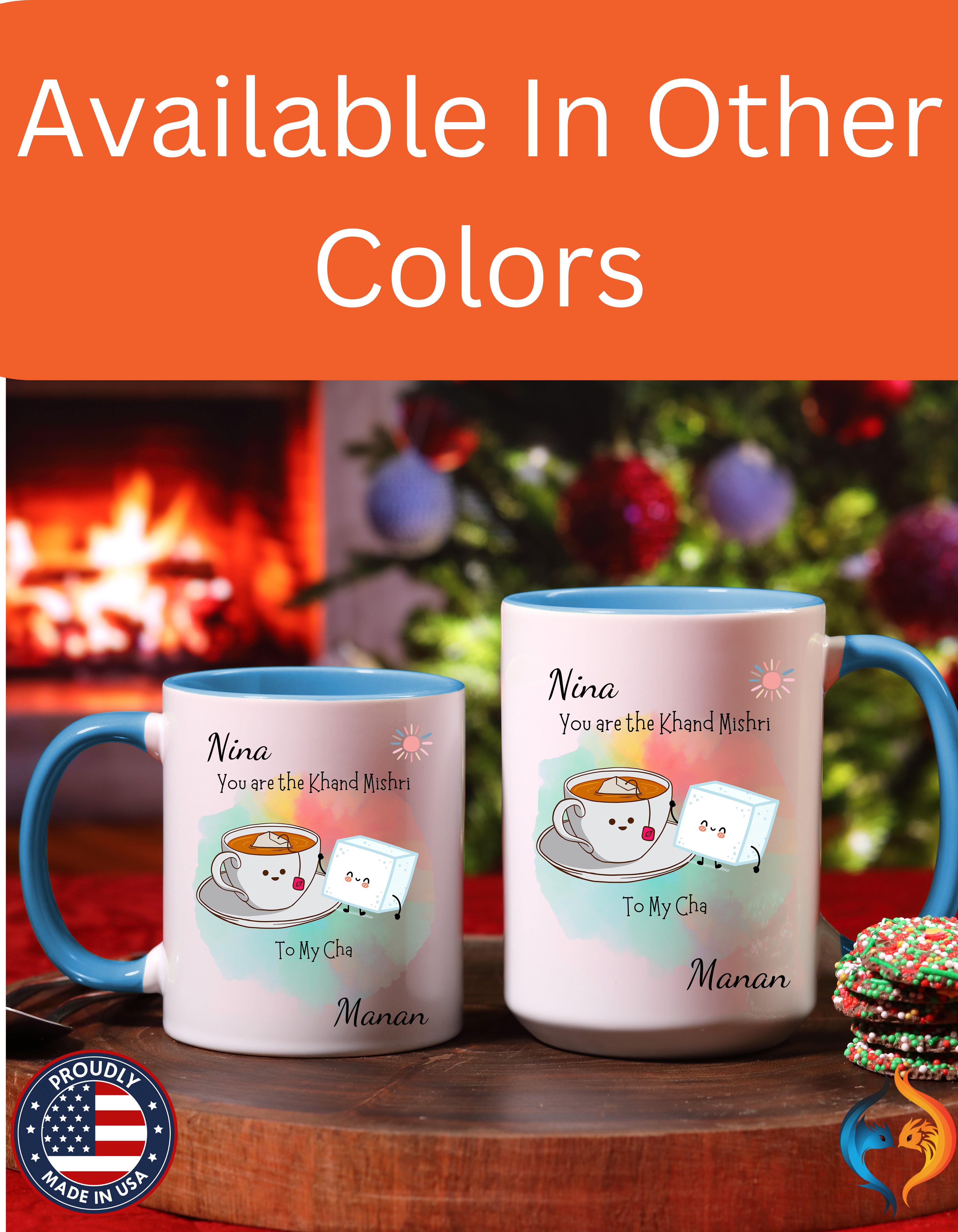Personalized You Are The Khand Mishri To My Chai Accent Mug - Light Blue accent mug
