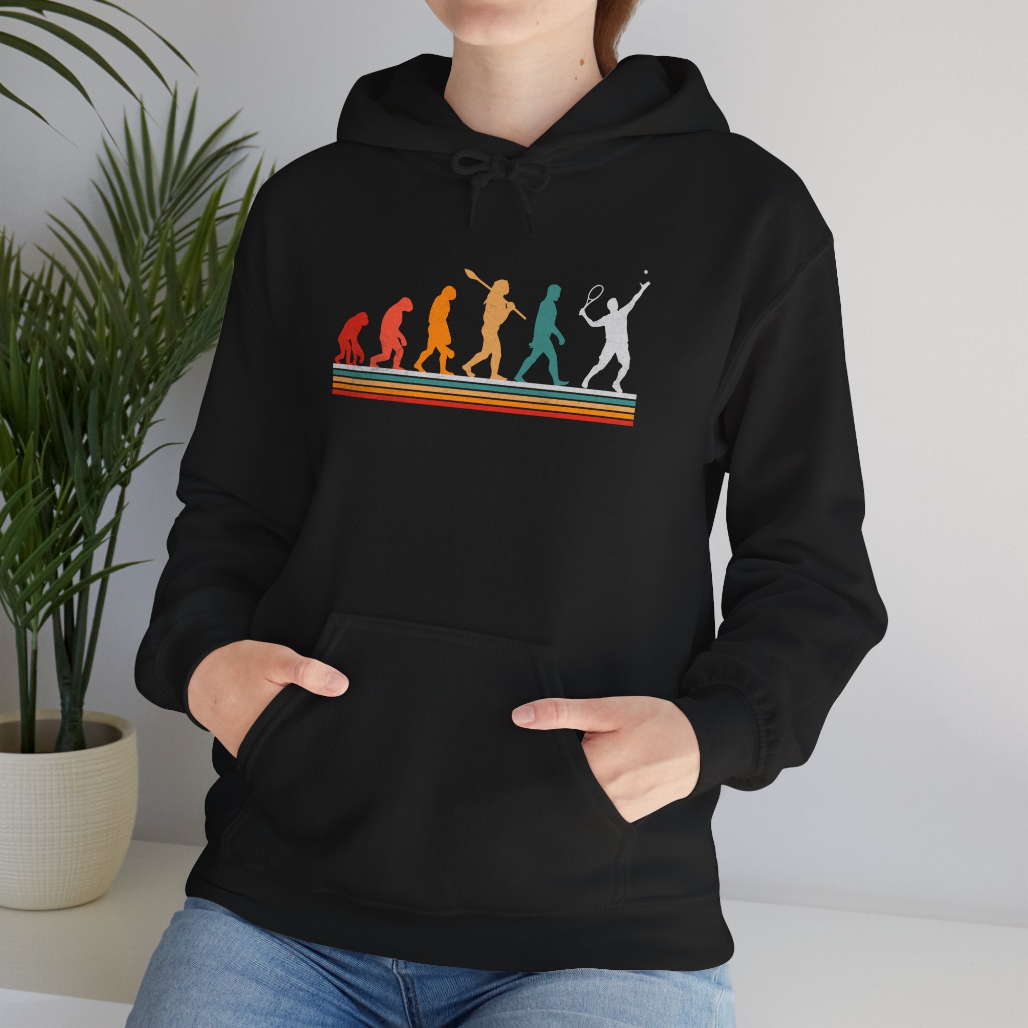 Evolution of Badminton Hoodie – Retro Rainbow Dance Silhouette Sweatshirt