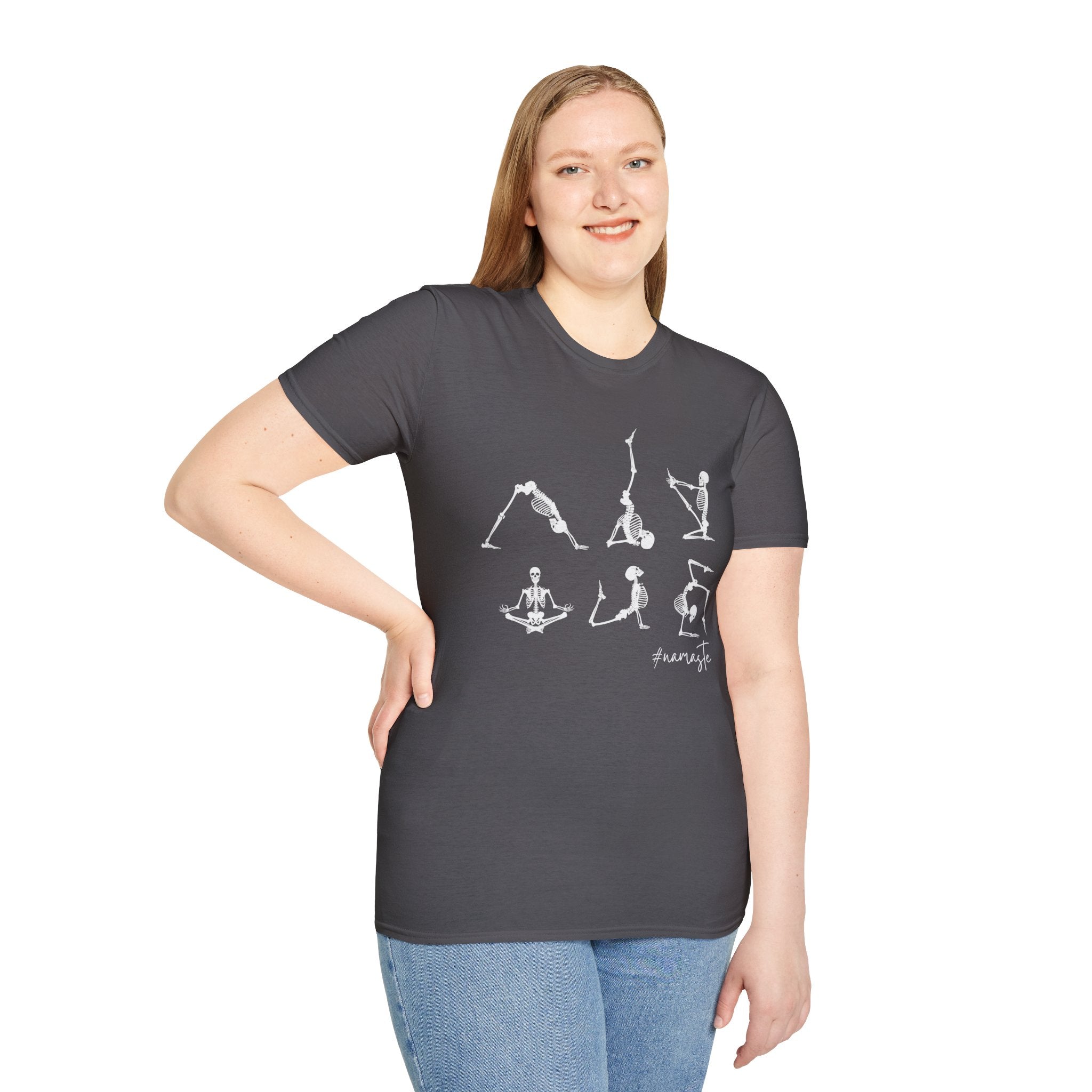 Namaste , Skeleton Doing Yoga T-Shirt Lifestyle Mockup | Nutty Designs