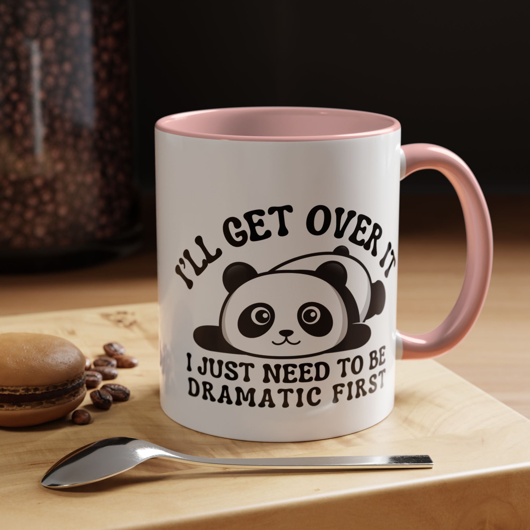Funny Coffee Mug, Personalized Mug, Cute Panda I'll Get Over ItAccent Cup (11, 15oz), Gift Under 20, White Elephant gift, Drama Queen Cup