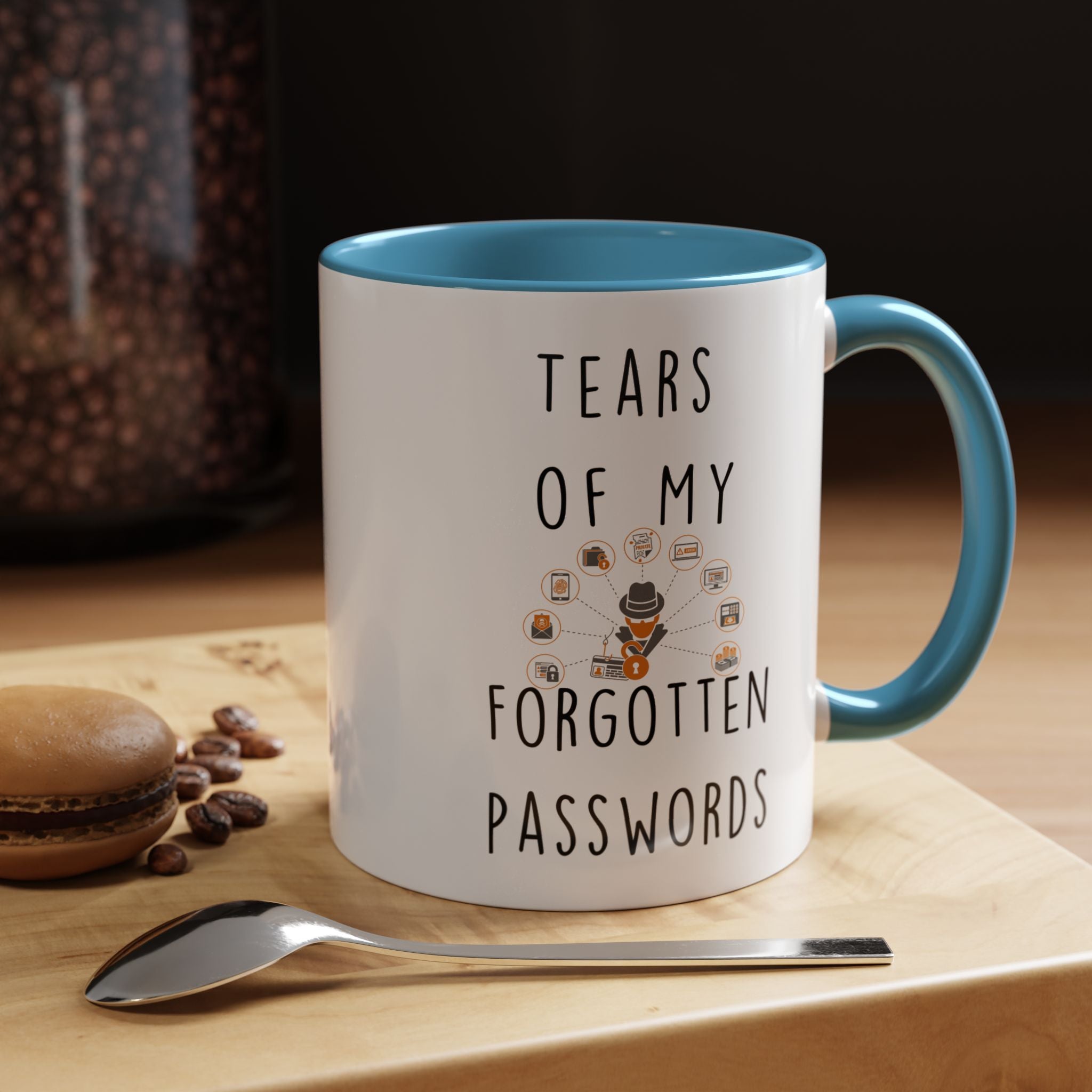 Funny Coffee Mug, Personalized Mug, Tears Of My Forgotten Passwords, Accent Cup (11, 15oz), Sarcastic Mug,  Tea Coffee Cup, Gift Under 20