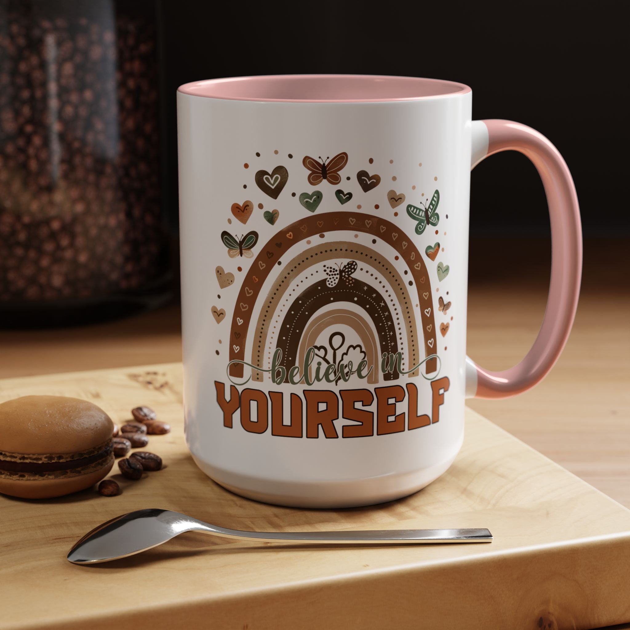 Personalized Mug, Believe In Yourself Accent Coffee Cup (11, 15oz), Gift Under 20, White Elephant, Inspirational, Motivational gift