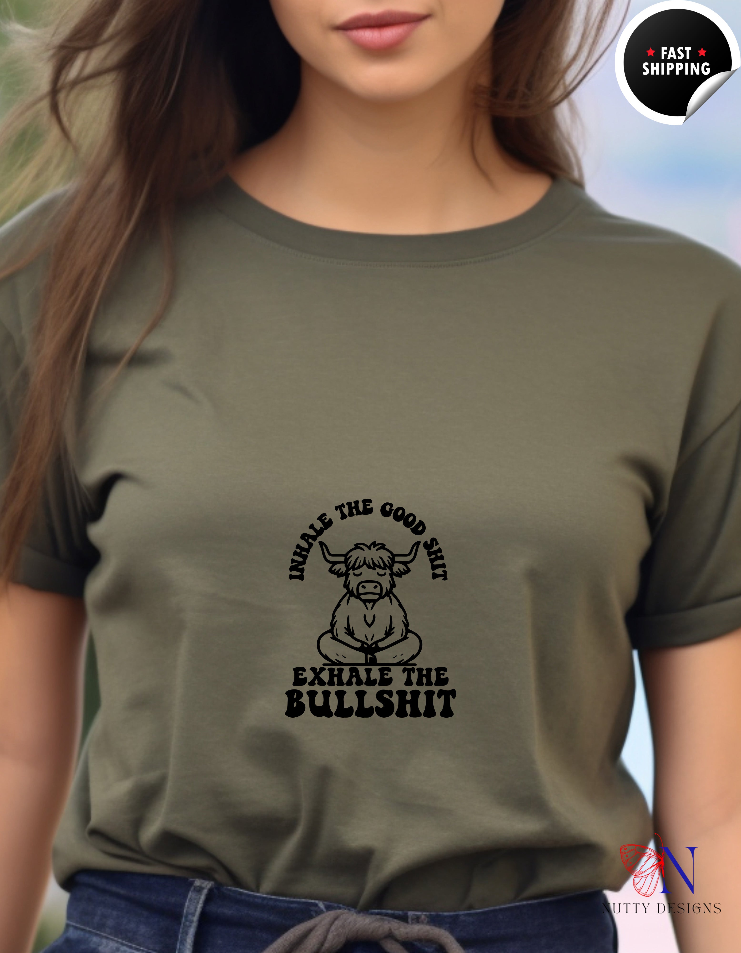 Mindful Cow — "Inhale the Good Shit, Exhale the Bullshit" Hoodie Product Photo | Nutty Designs