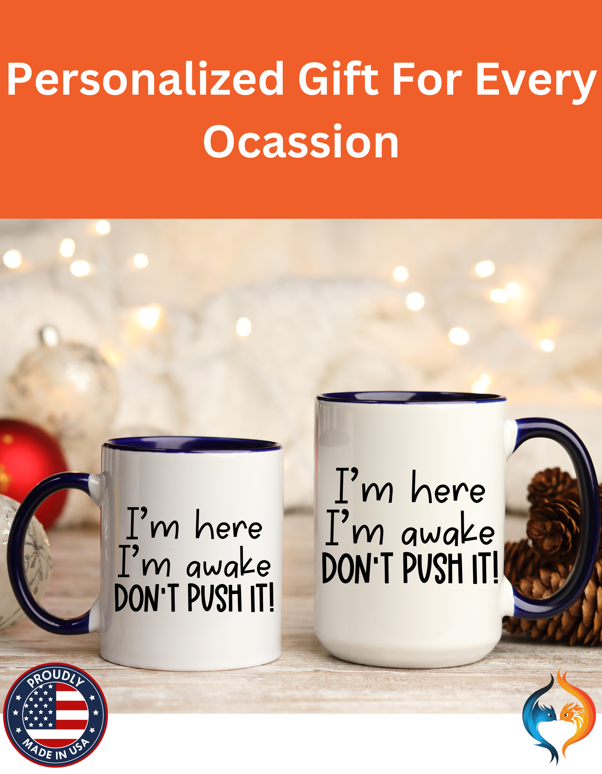 I m Here I m Awake Mug Product Photo | Nutty Designs
