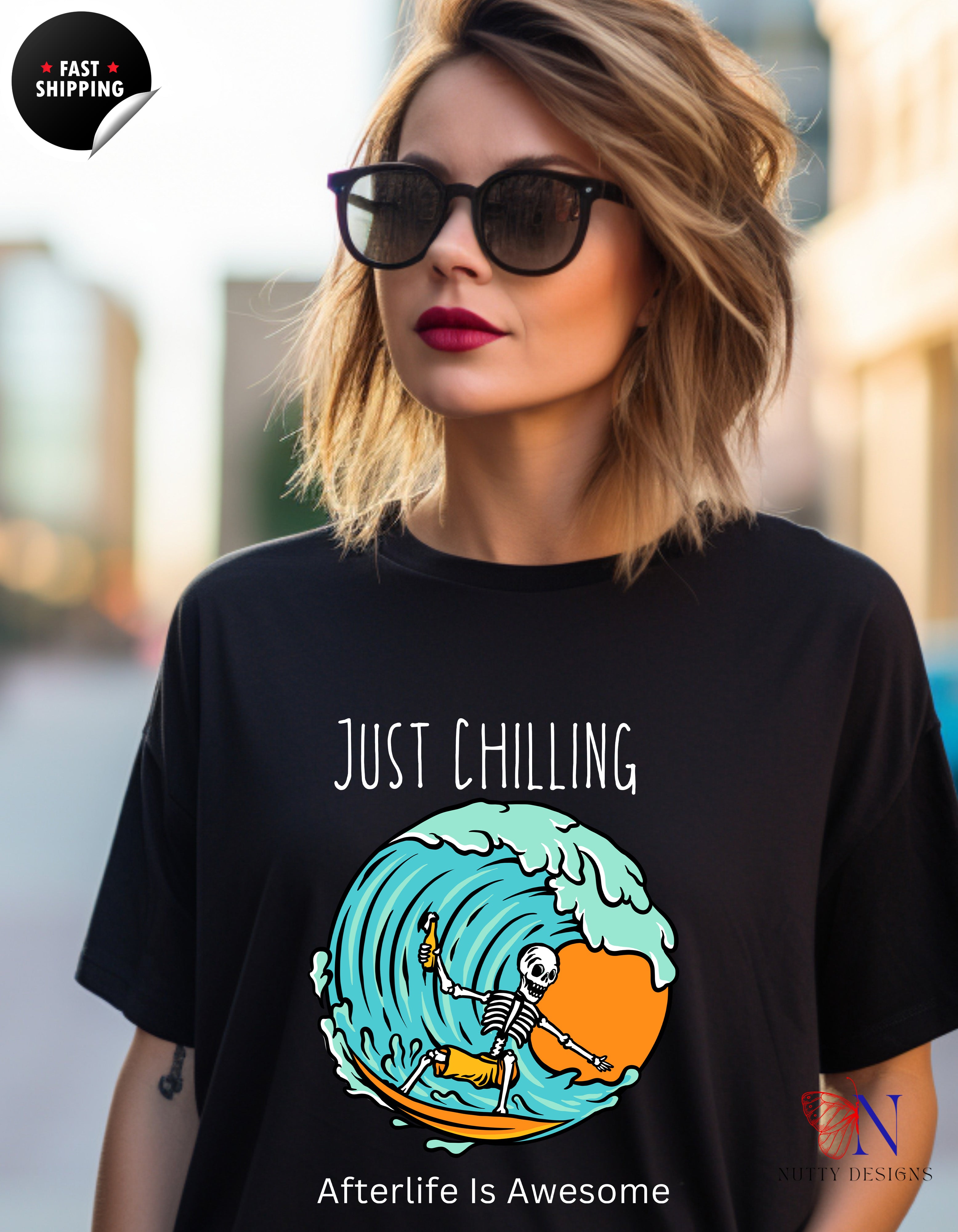 Just Chilling Afterlife Unisex Softstyle T-Shirt, Comfortable Tee, Funny Graphic Shirt, Relaxation Top, Casual Wear