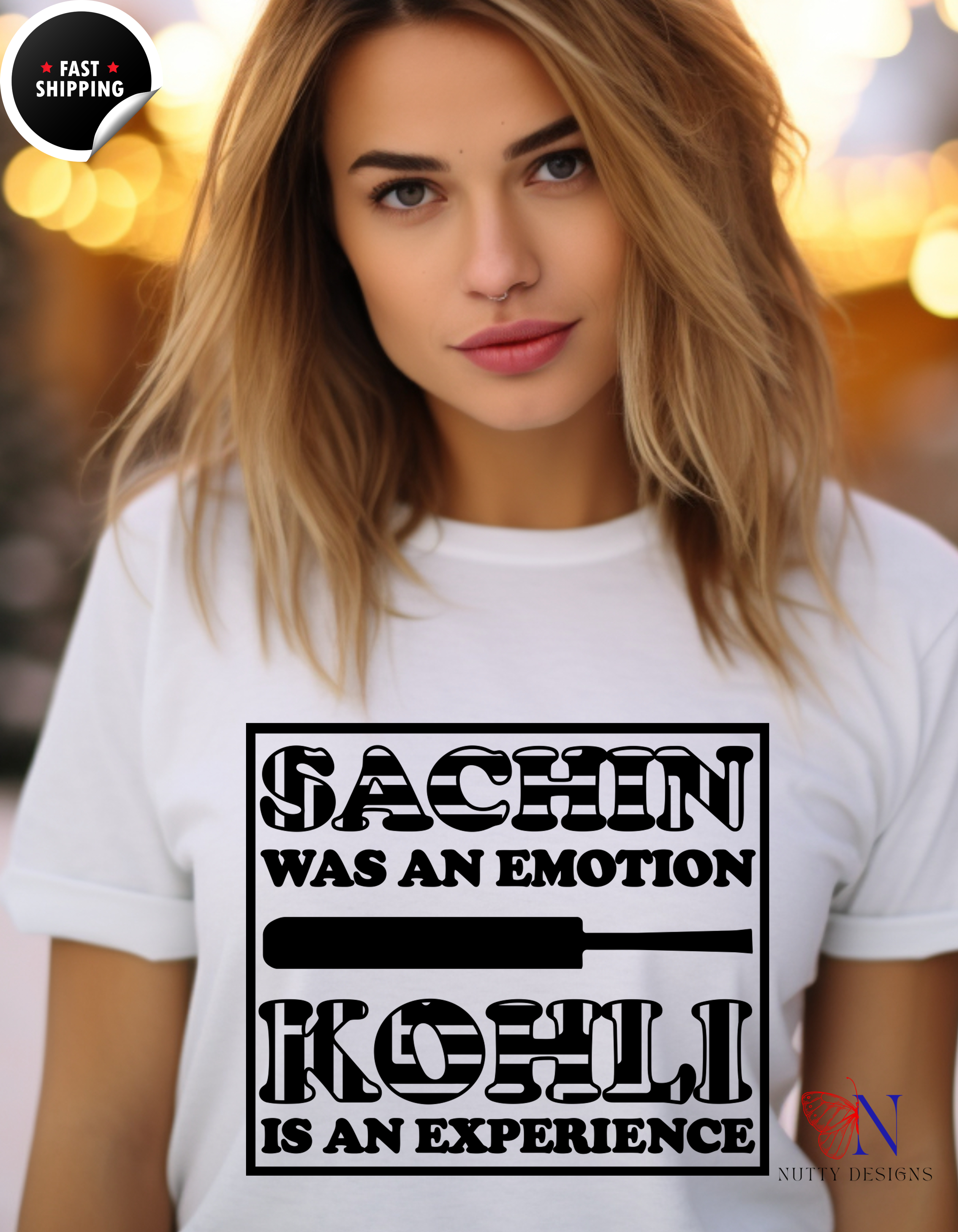 Sachin Was An Emotion, Kholi Is An Experience, unique T-Shirt Lifestyle Mockup | Nutty Designs