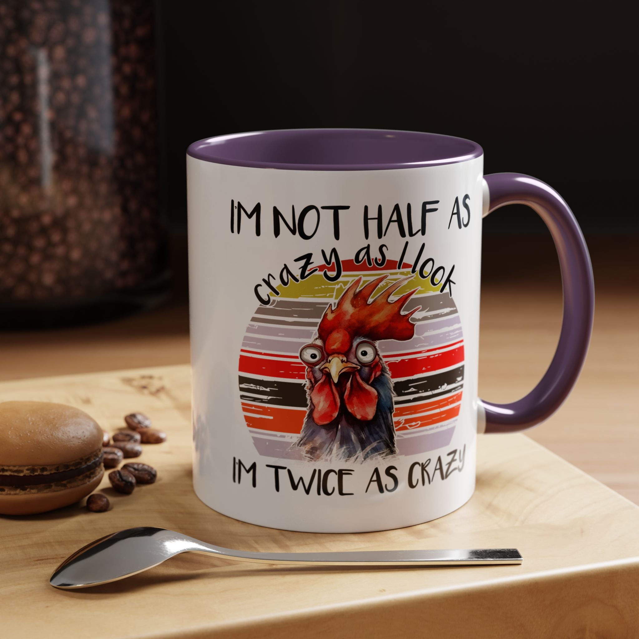 Funny Coffee Mug, Personalized Mug, I'm Not Half As Crazy As I Look I'm Twice As Crazy Accent Cup (11, 15oz), Gift Under 20, White Elephant