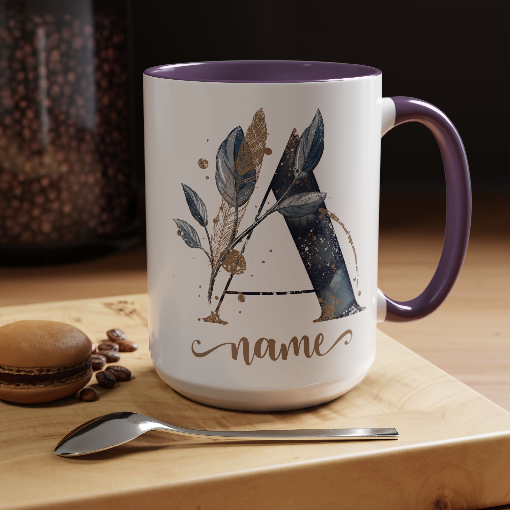 Personalized Floral Initial Coffee Mug for her, Custom Name Mug, Wedding Favor, Unique Home Décor Coffee Cup, Girlfriend Gift, Monogram Mug