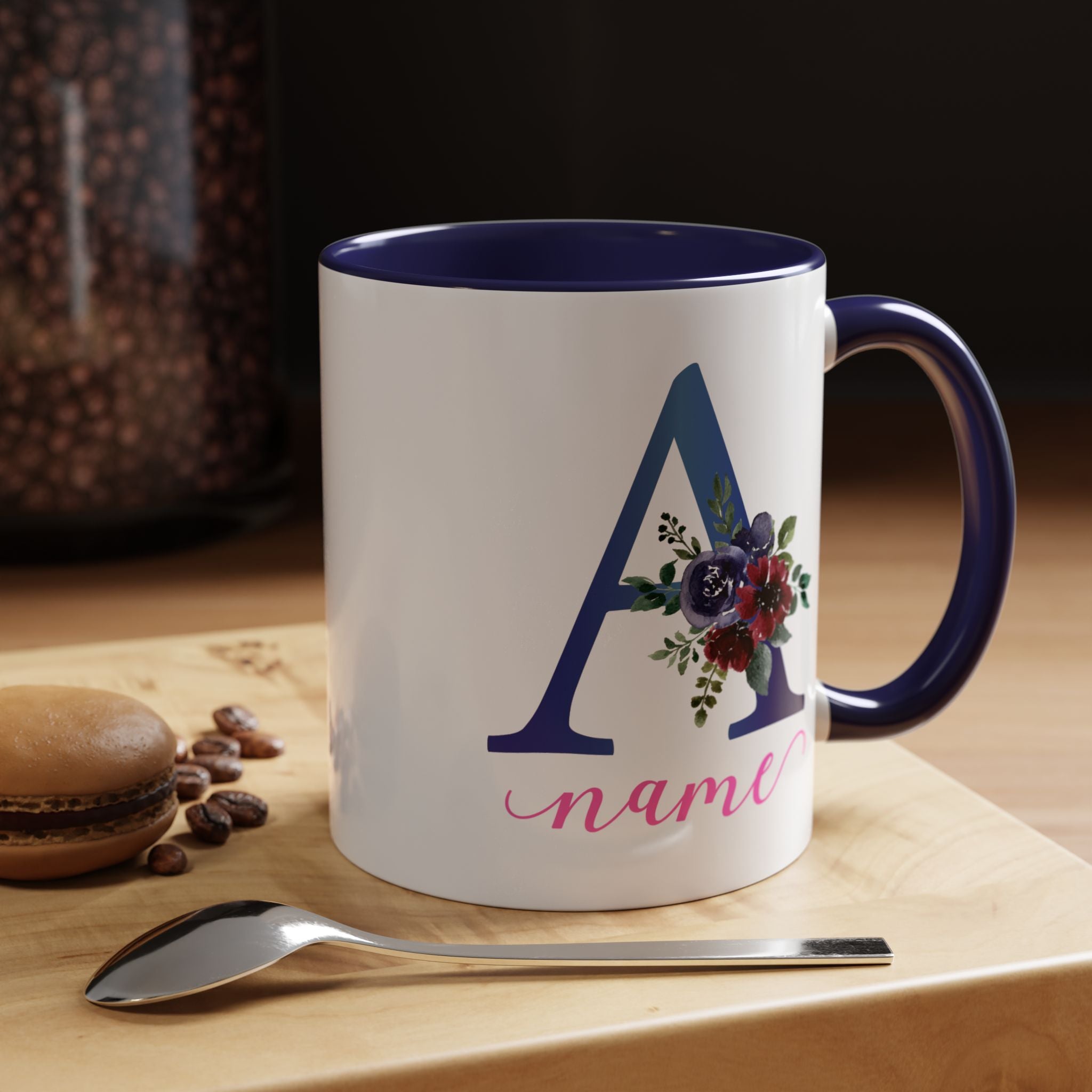 Personalized Floral Initial Coffee Mug for her, Custom Name Mug, Wedding Favor, Unique Home Décor Coffee Cup, Girlfriend Gift, Monogram Mug
