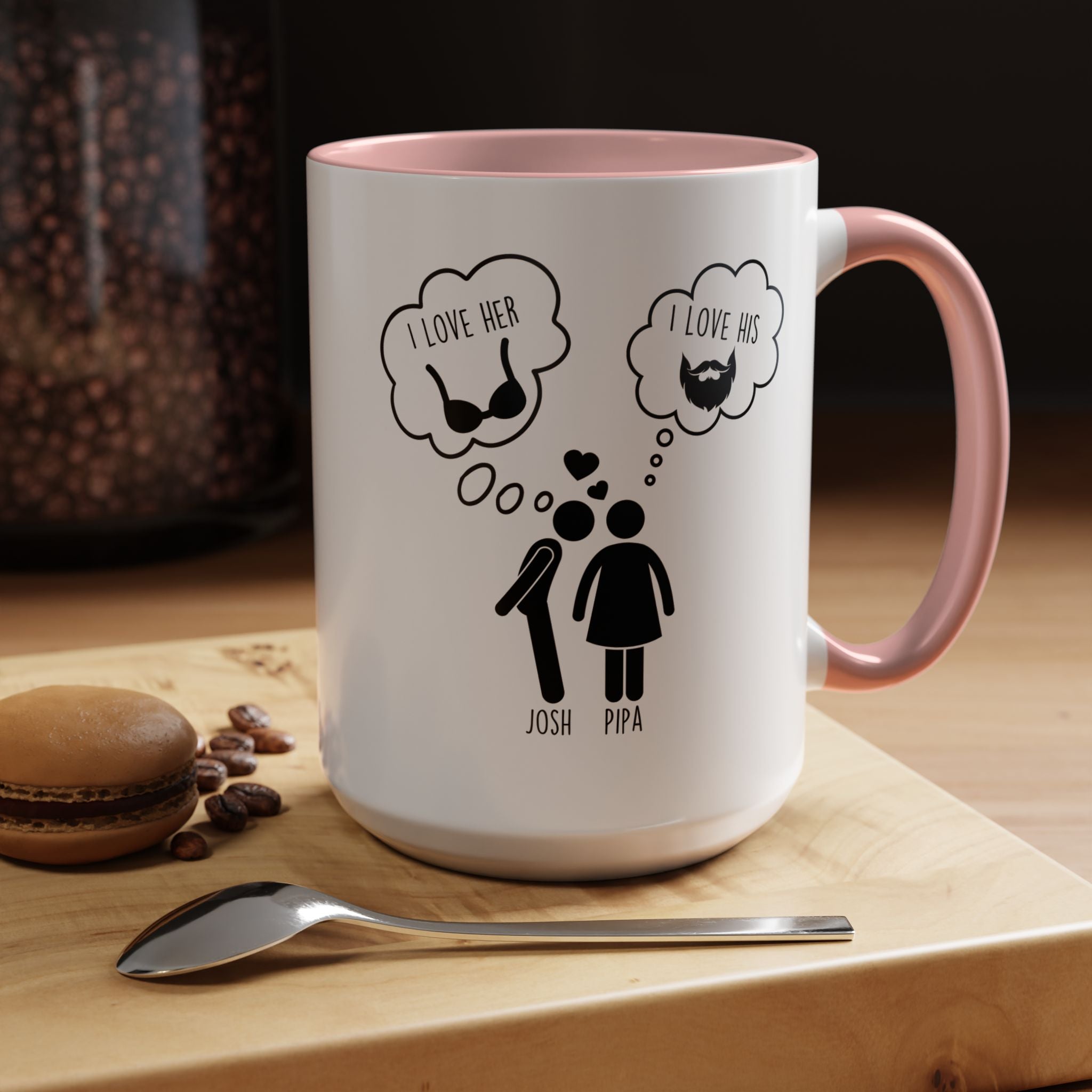 Love His Beard Love Her Boobs Personalized Romantic Dirty Valentine Gift Mug,  Accent Cup 11/15oz, Anniversary  Custom Couple V-Day Gift