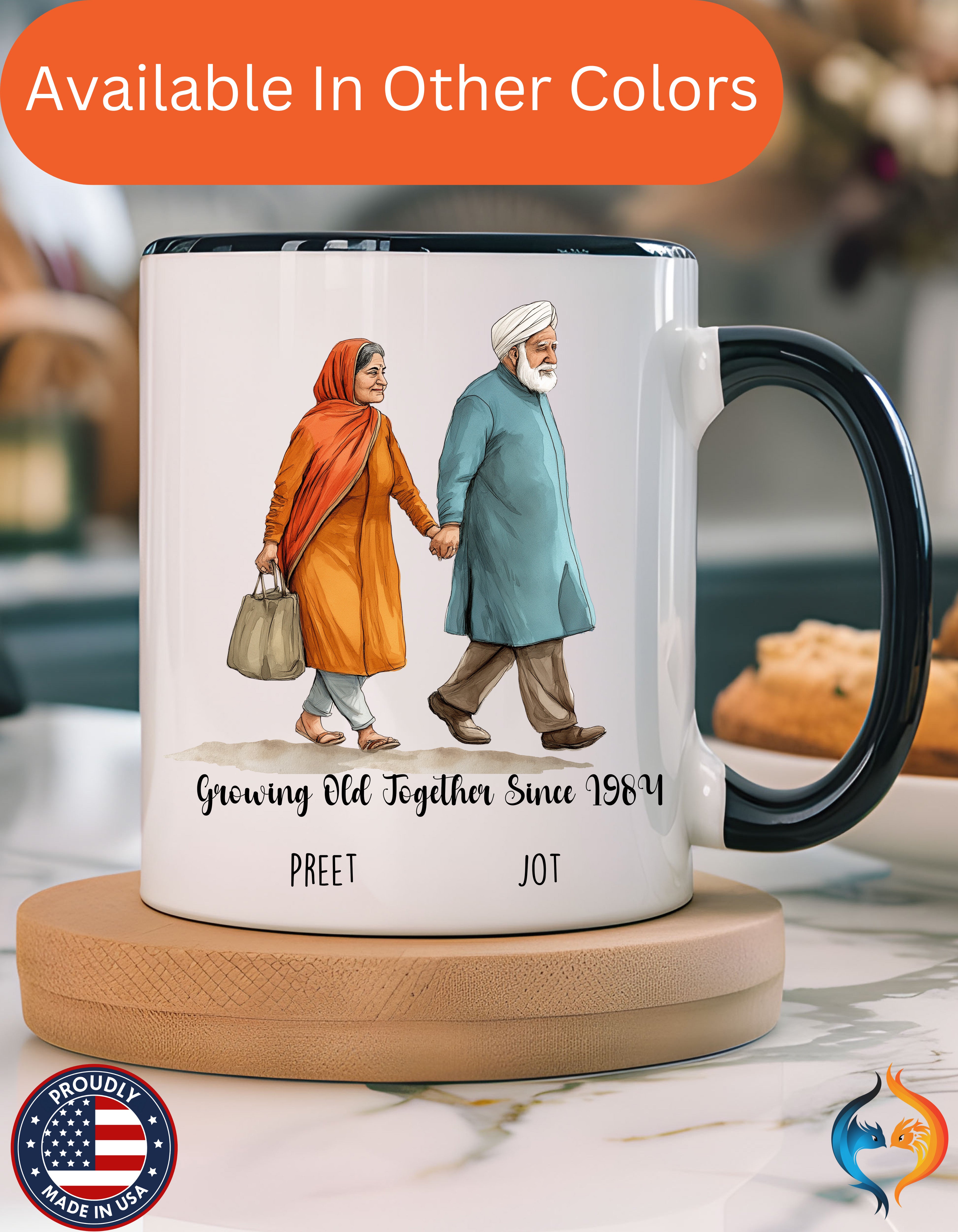 Growing Old Together Since Couple , Anniversary, Wedding Mug Lifestyle Mockup | Nutty Designs