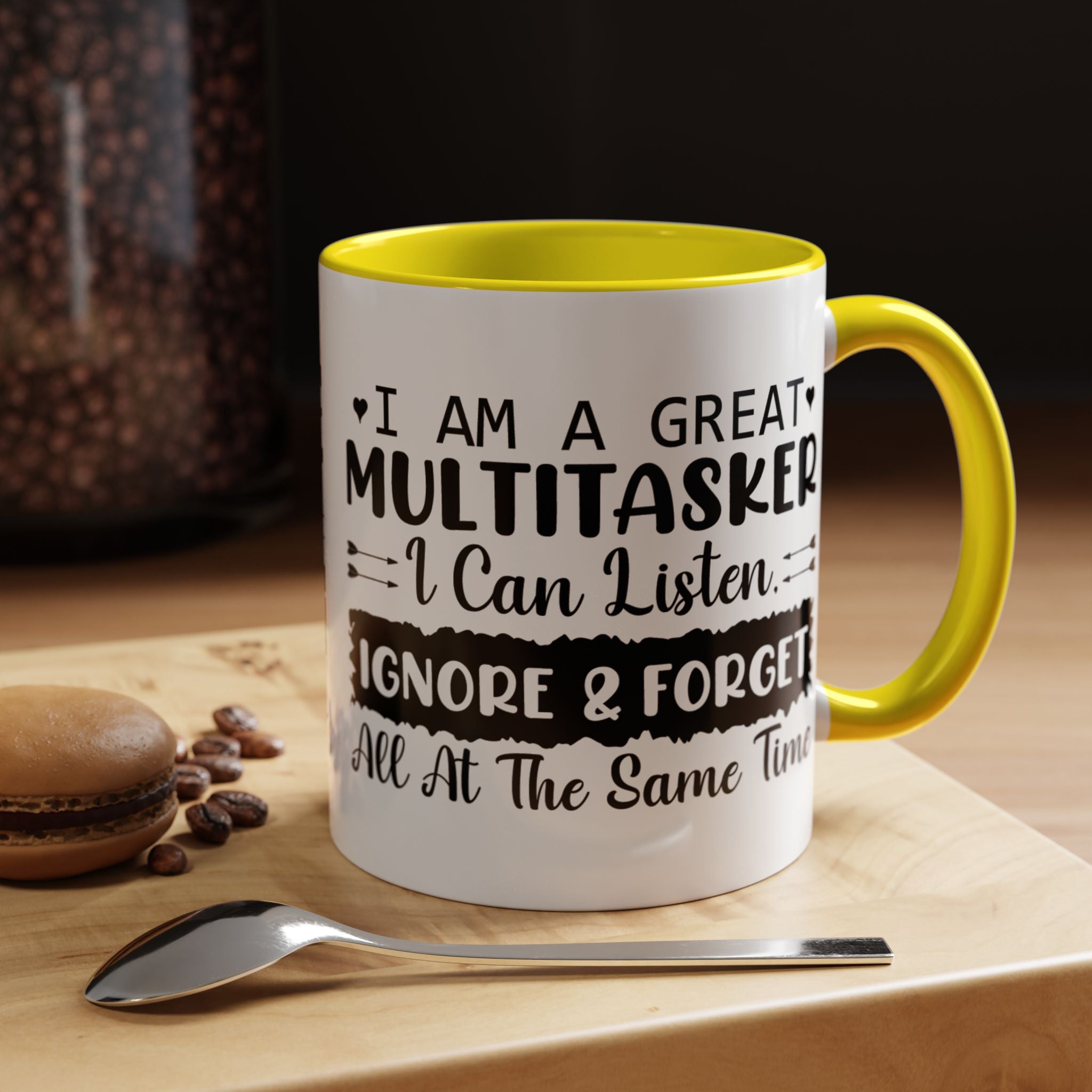 Funny Coffee Mug, Personalized Mug, I am A Great Multitasker , Accent Cup (11, 15oz), Gift Under 20, White Elephant gift