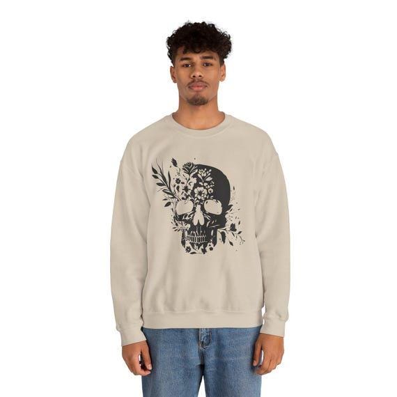 Skull Growing Flowers Sweatshirt | Unique Floral Design | Cozy Graphic Hoodie for Nature Lovers & Trendsetters