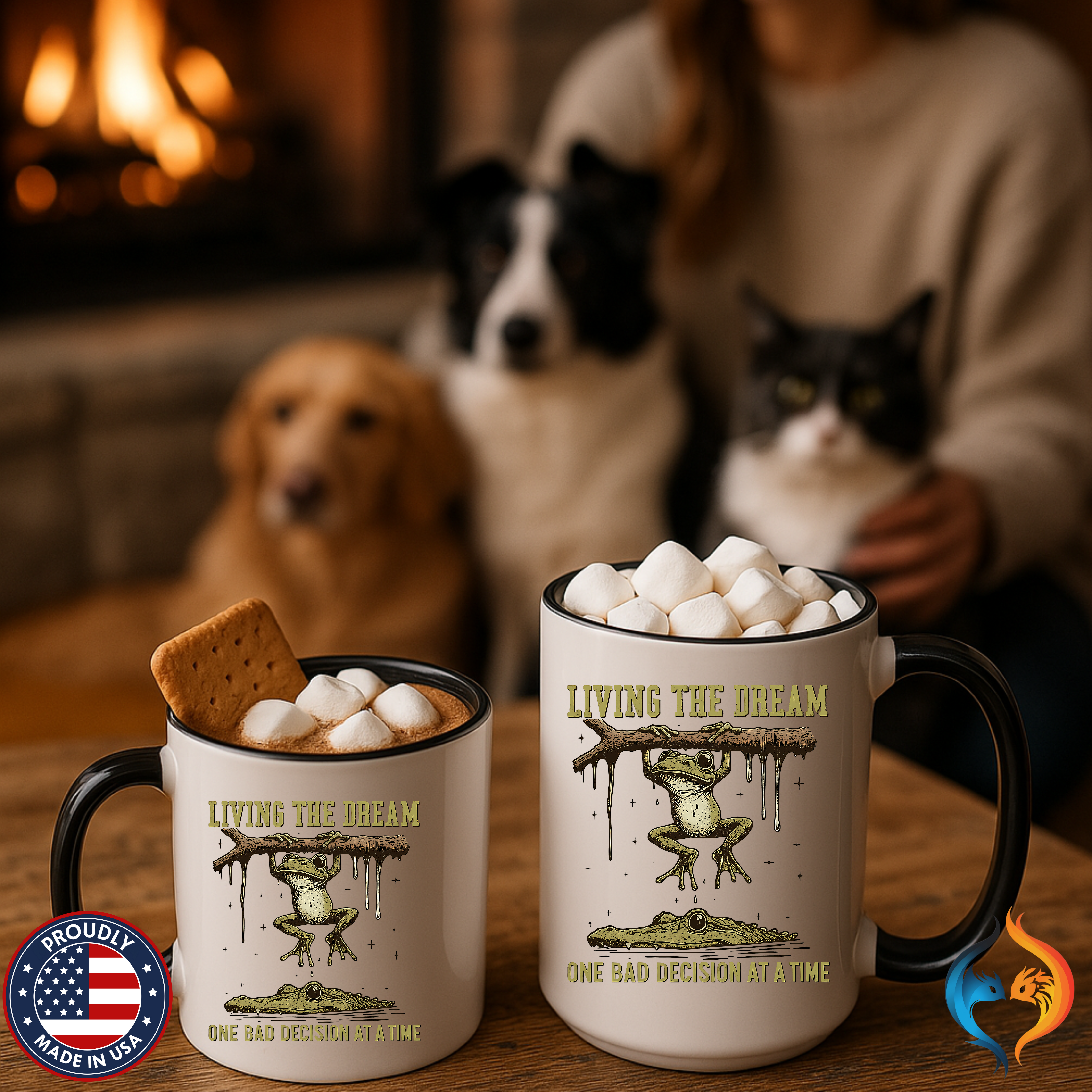 Living The Dream One Bad Decision Mug Lifestyle Mockup | Nutty Designs