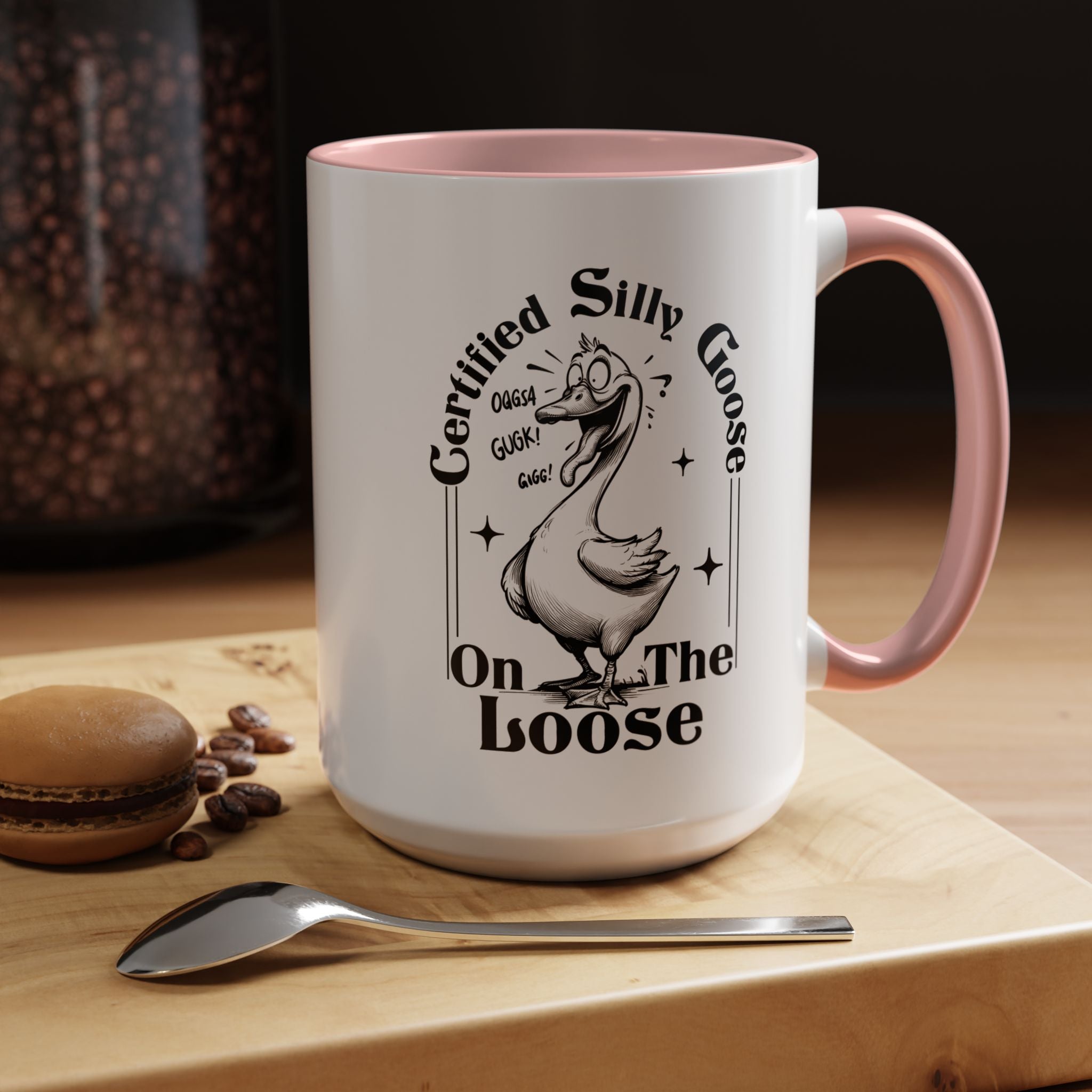 Funny Coffee Mug, Personalized Mug, Certified Silly Goose On The Loose,  Accent Cup (11, 15oz), Gift Under 20, White Elephant