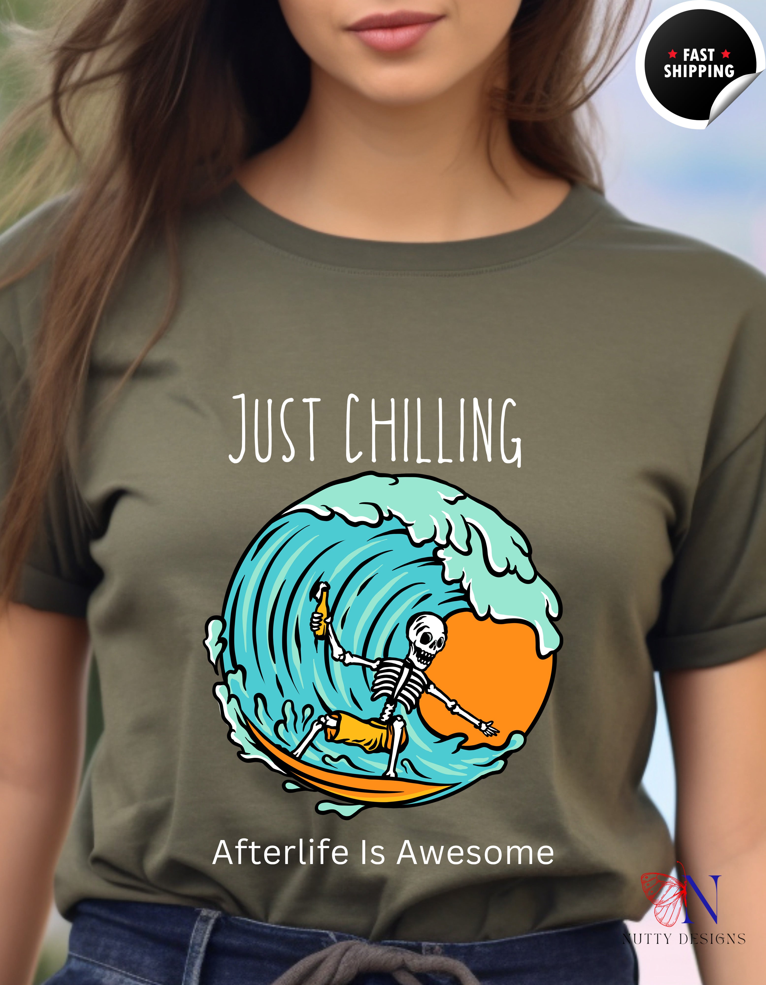 Just Chilling Afterlife Unisex Softstyle T-Shirt, Comfortable Tee, Funny Graphic Shirt, Relaxation Top, Casual Wear