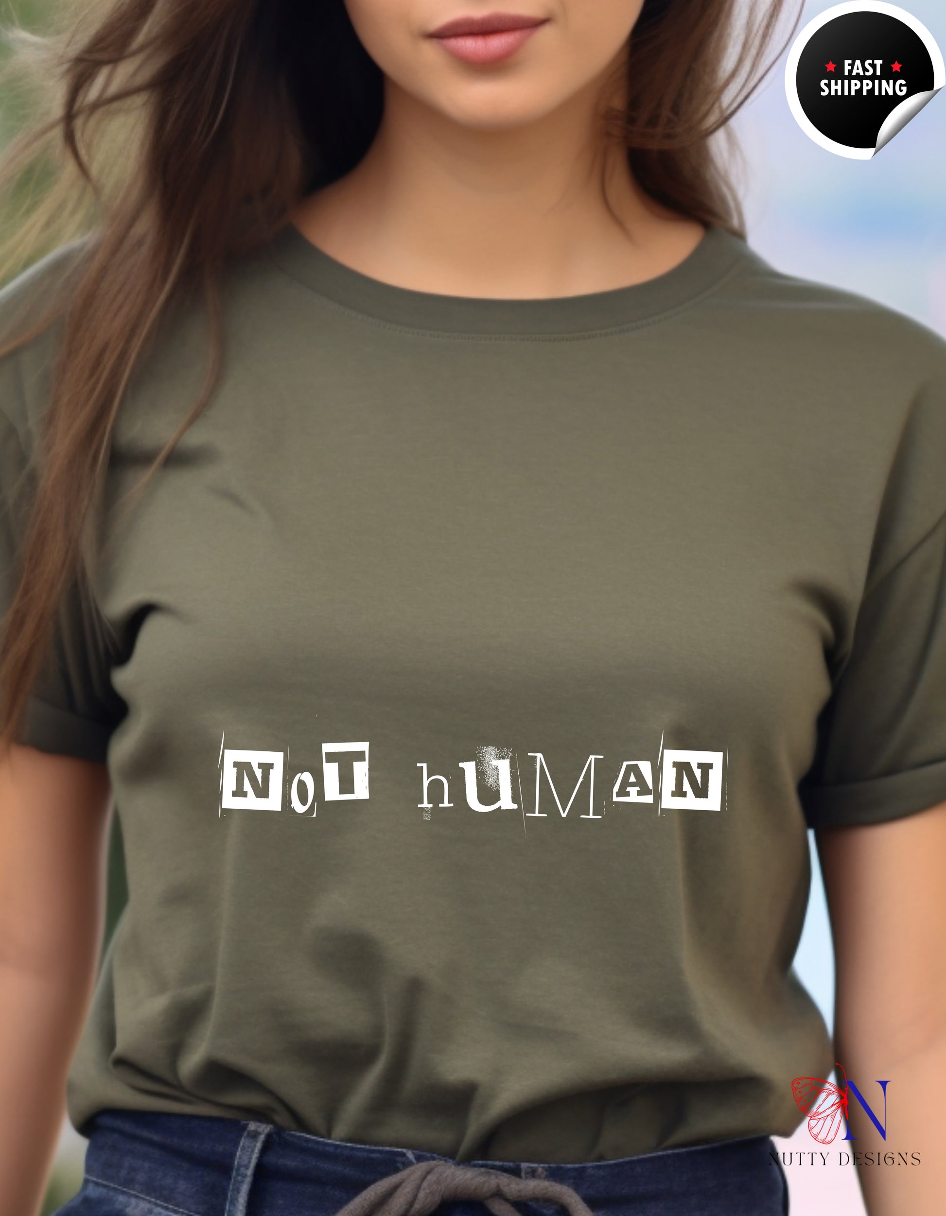 Not Human — Human Equality Protest T-Shirt Lifestyle Mockup | Nutty Designs
