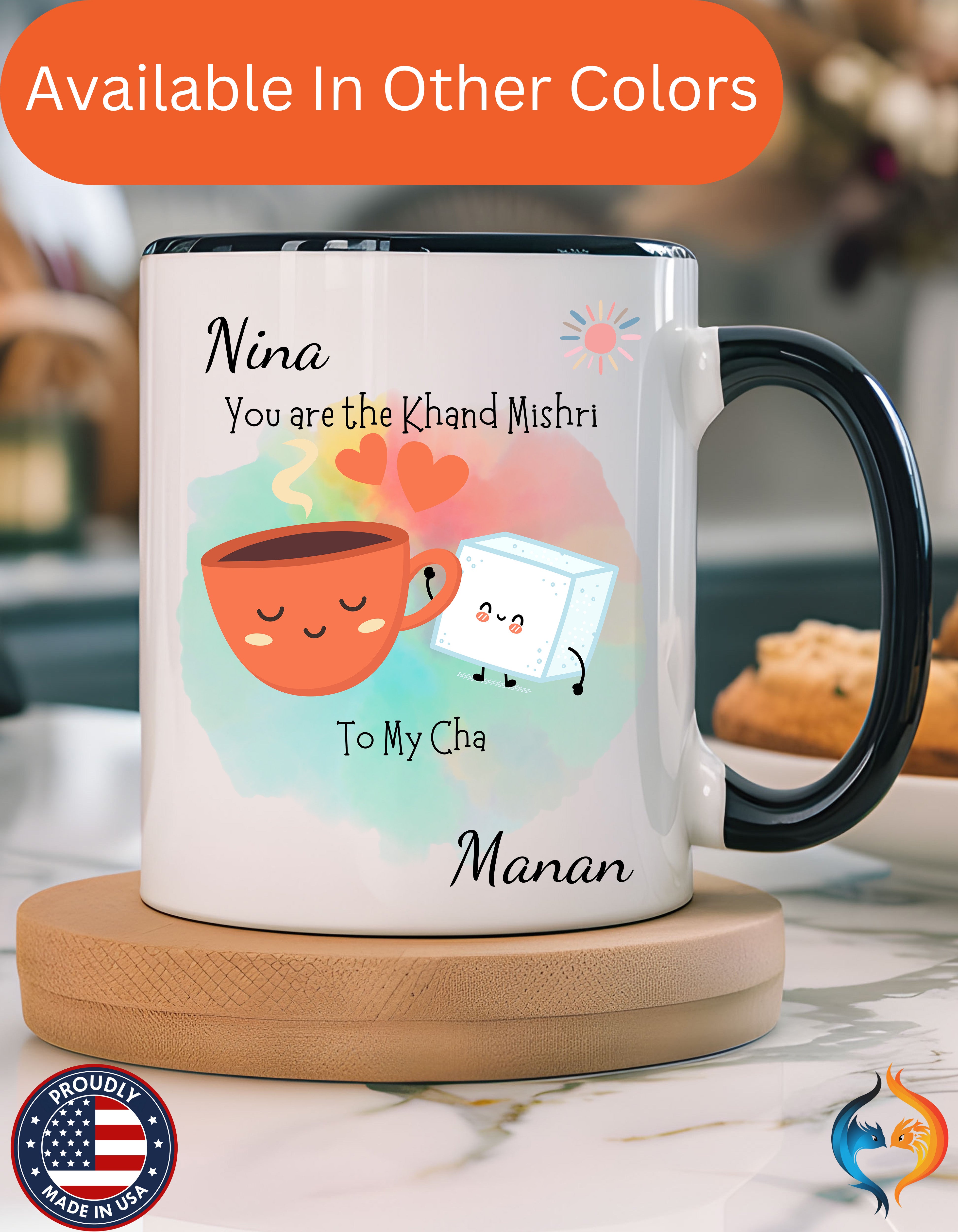 Personalized You Are The Khand Mishri To My Chai Accent Mug - Black accent mug