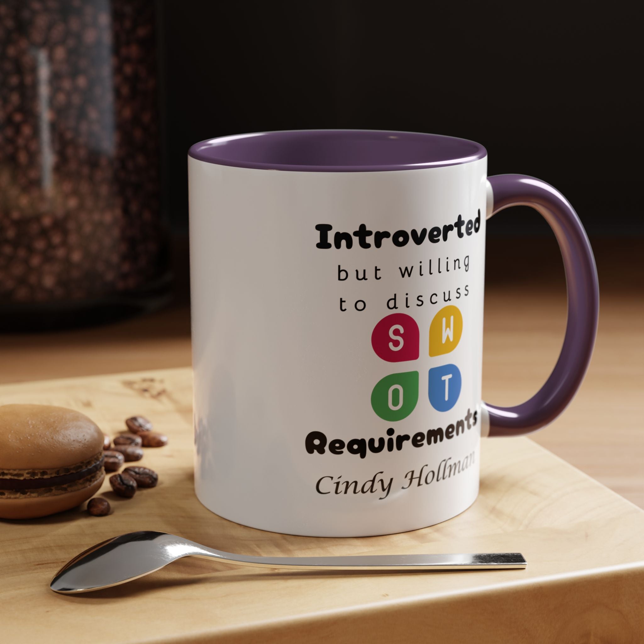 Introverted But Willing To Discuss Requirements Personalized Accent Coffee Mug (11 & 15oz) For Business Analysts, BAs, BSAs, IT Geeks, Nerds