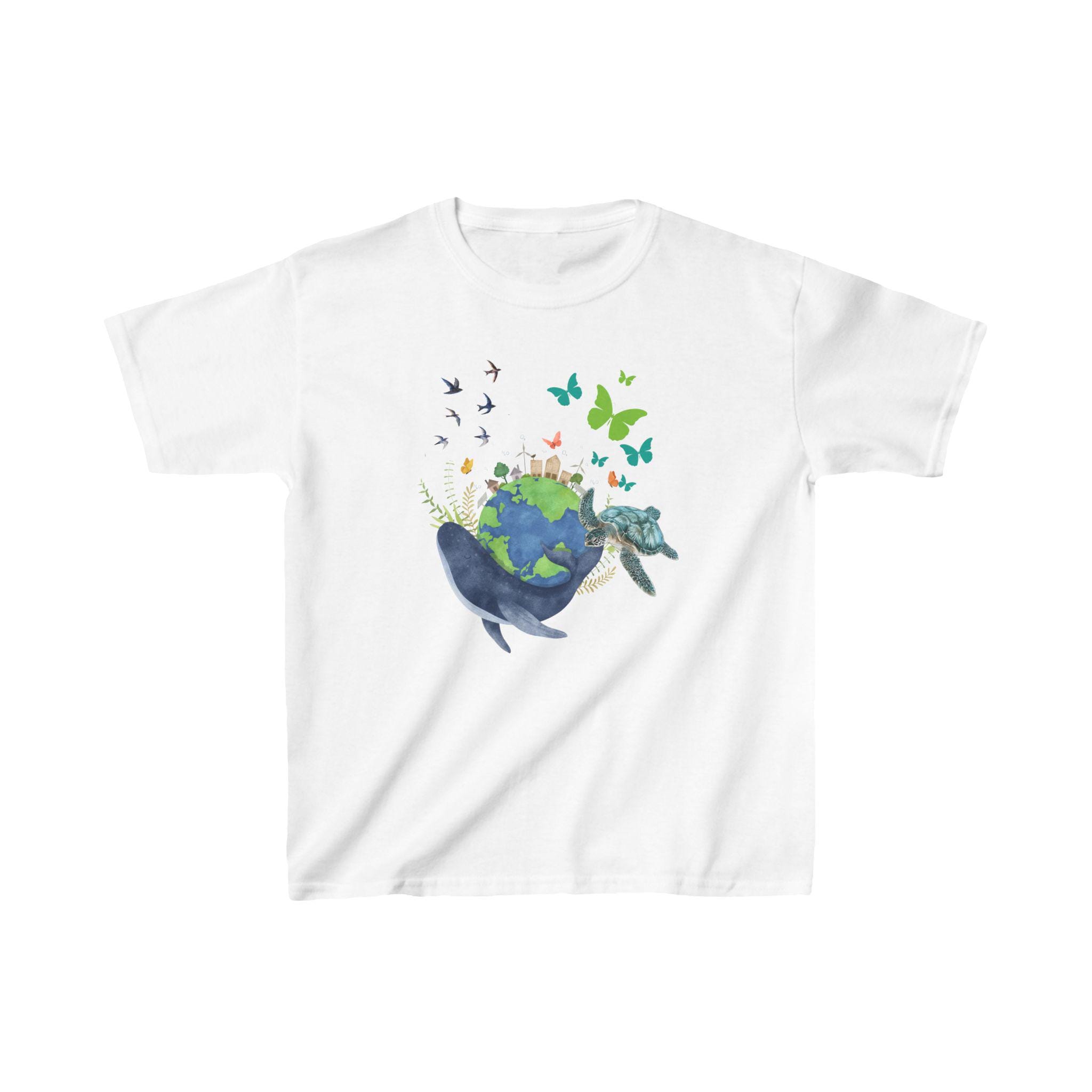 Kids T-Shirt, Mother Earth Sea Animals Design, Ocean Theme Tee, Children's Short Sleeve Shirt, Environmental Awareness Tee