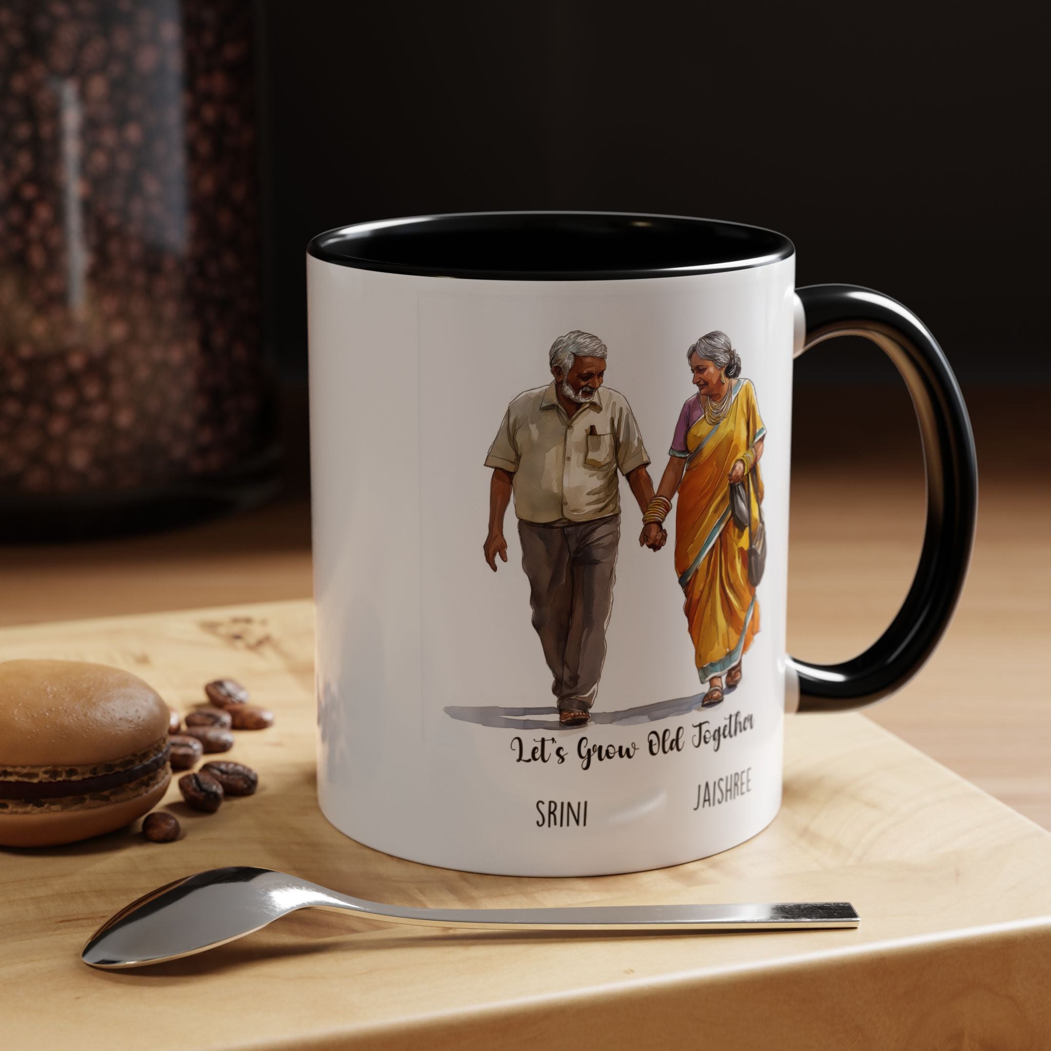 Funny Coffee Mug, Personalized Mug, Let's Grow Old Together South Indian Couple Cup 11/15oz, Anniversary Valentines Wedding Romantic Him her