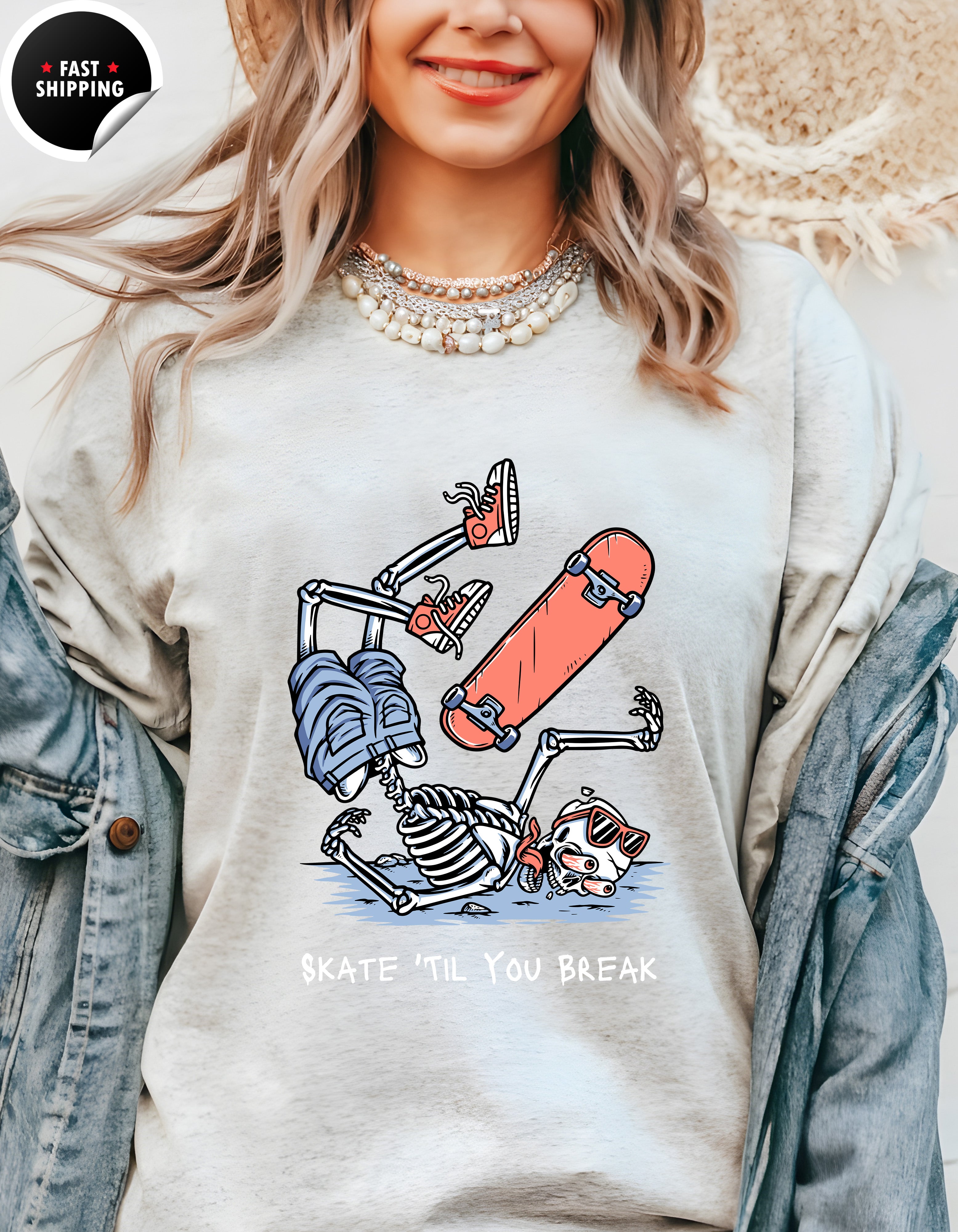 Skate Till You Break — Skateboard Shirt for Skaters T-Shirt Product Photo | Nutty Designs