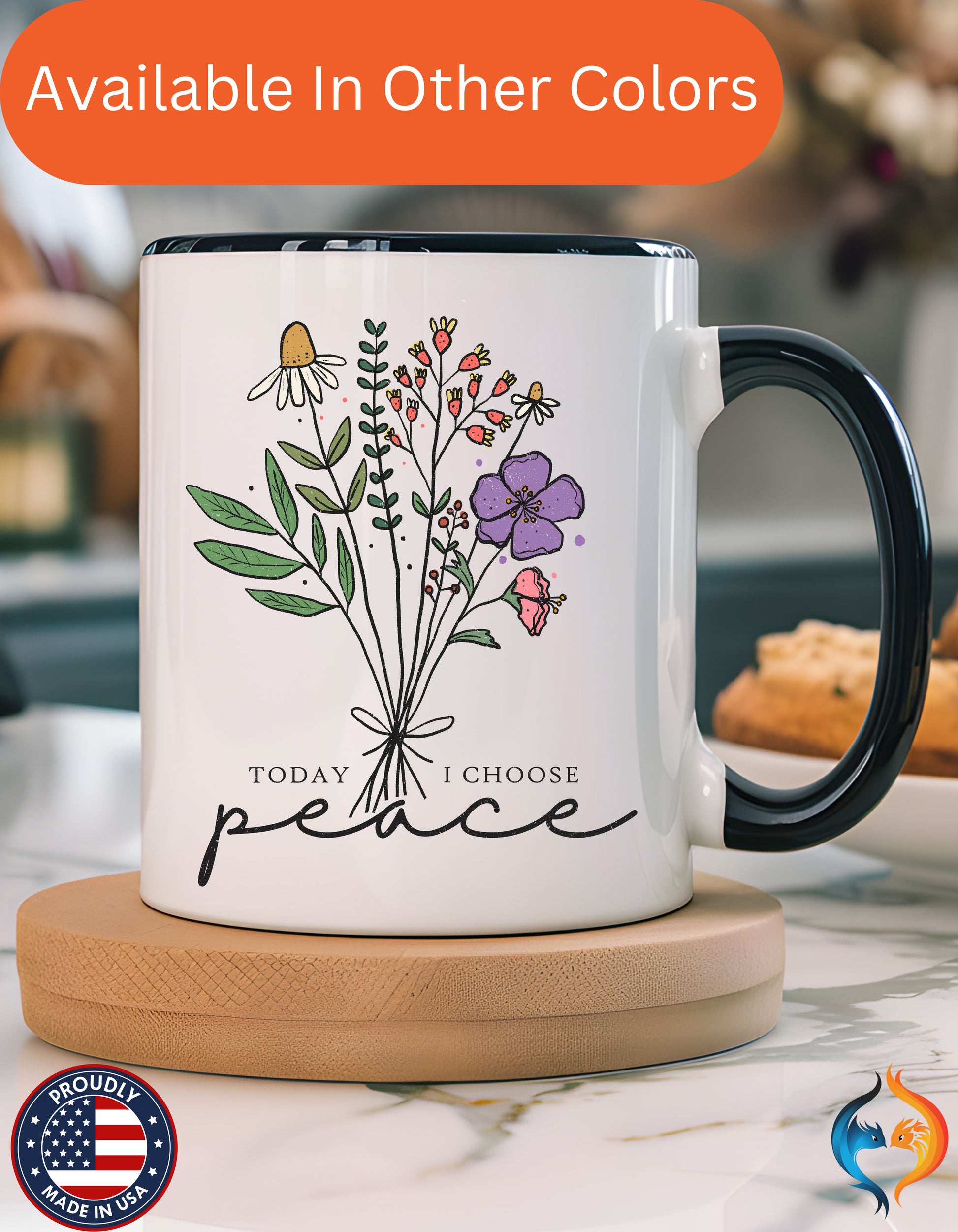 Today I Chose Peace, Floral Mug Product Photo | Nutty Designs