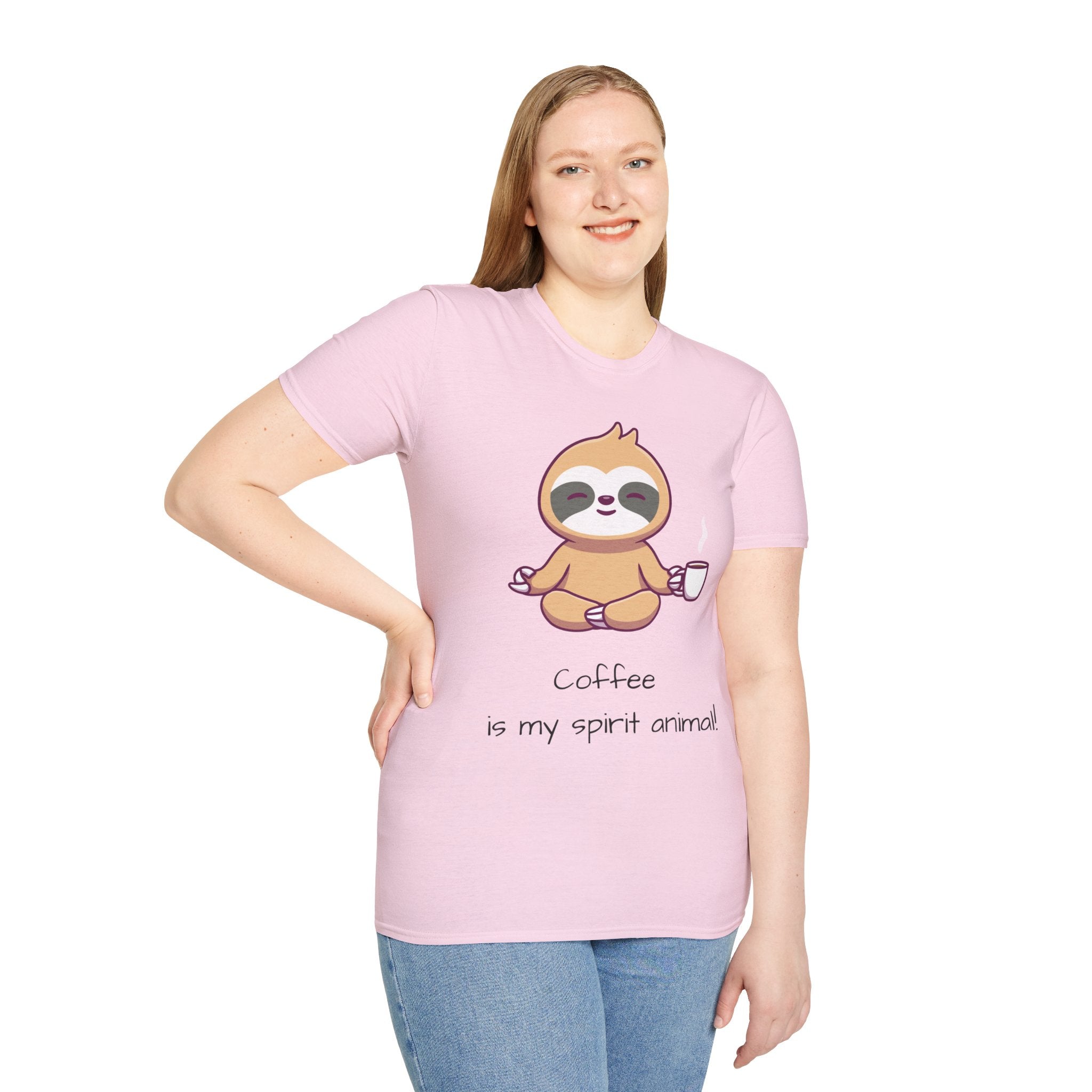 Coffee Is My Spirit Animal Funny T-Shirt – Cute Sloth Coffee Lover Tee