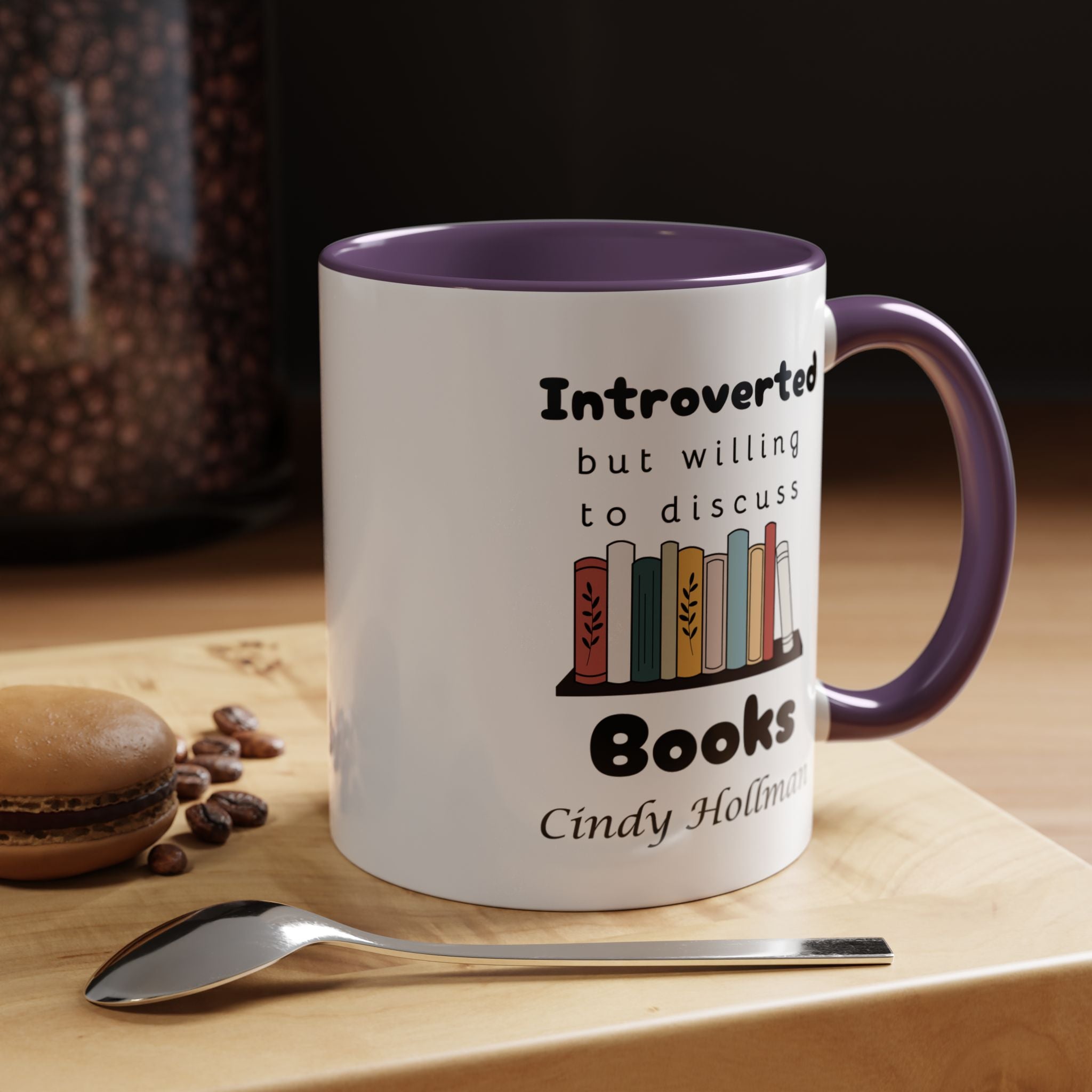 Introverted But Willing To Discuss Books Personalized Accent Coffee Mug (11 and 15oz)