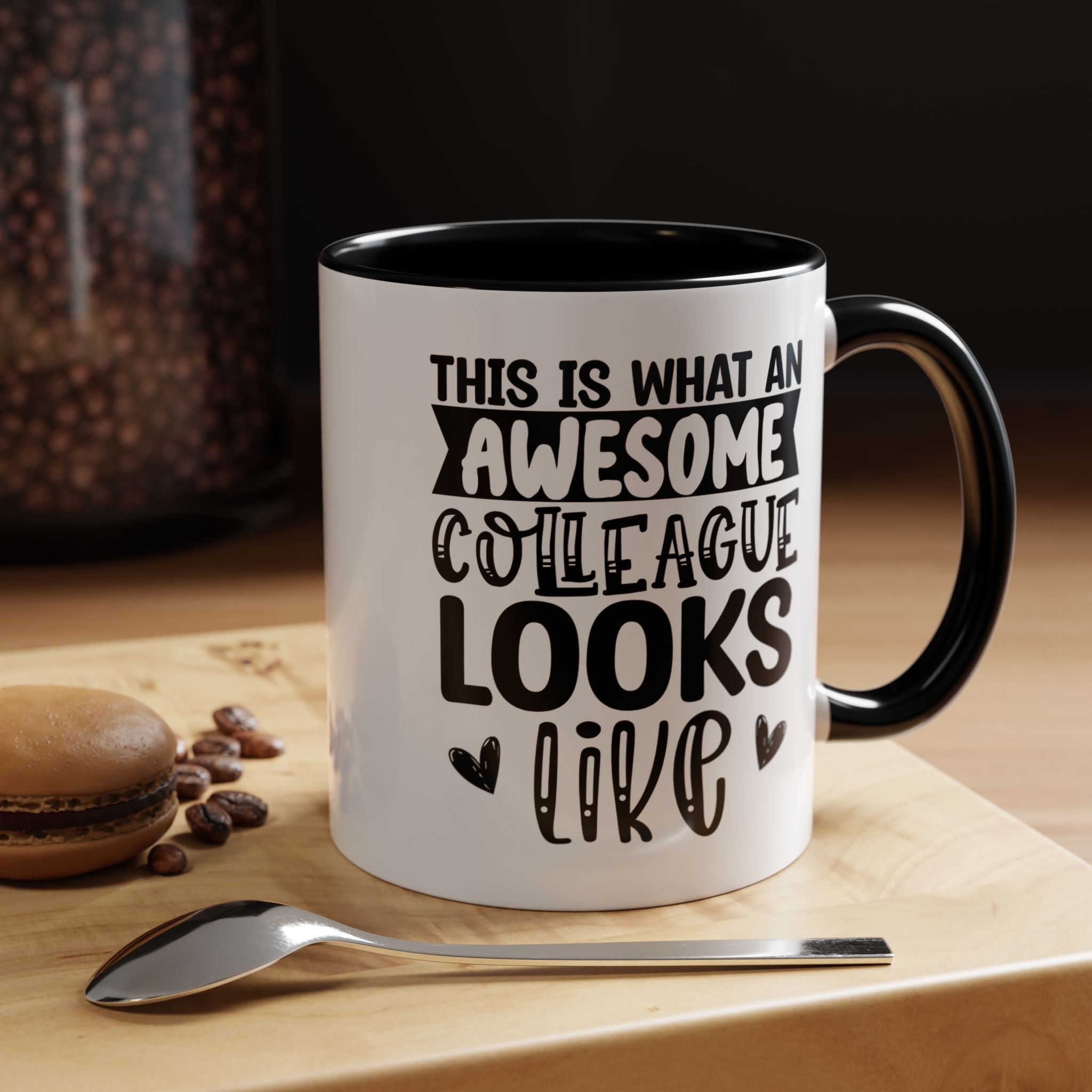 Funny Coffee Mug, Personalized Mug, This Is What An Awesome Colleague Looks Like Accent Cup (11, 15oz), Gift Under 20, White Elephant