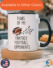 Funny Coffee Mug, Personalized Mug, Tears Of My Fantasy Football Opponents, Accent Cup (11, 15oz), Sarcastic Mug,  Tea Cup, Gift Under 20