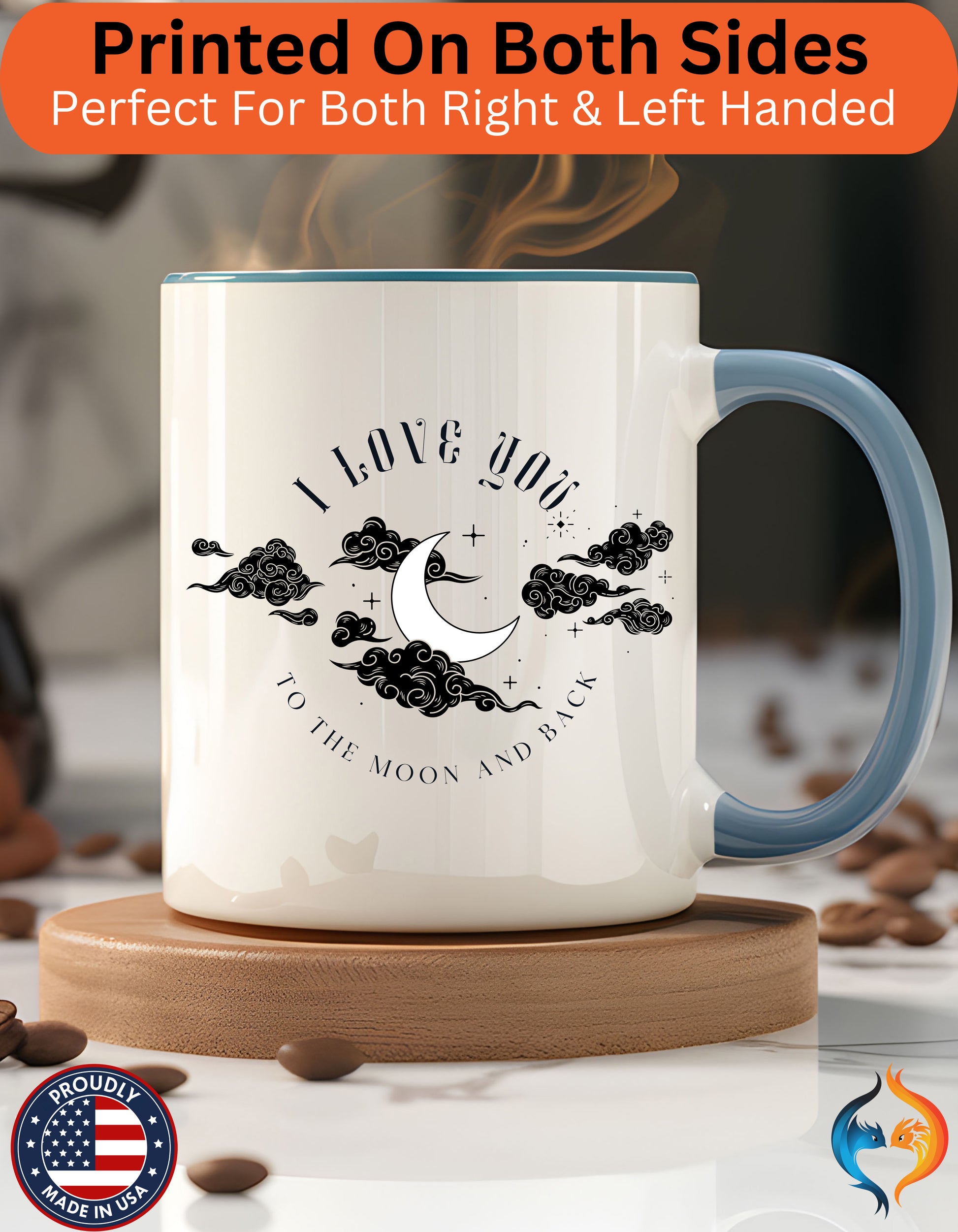 I Love You To The Moon and Back Romantic Mug Lifestyle Mockup | Nutty Designs