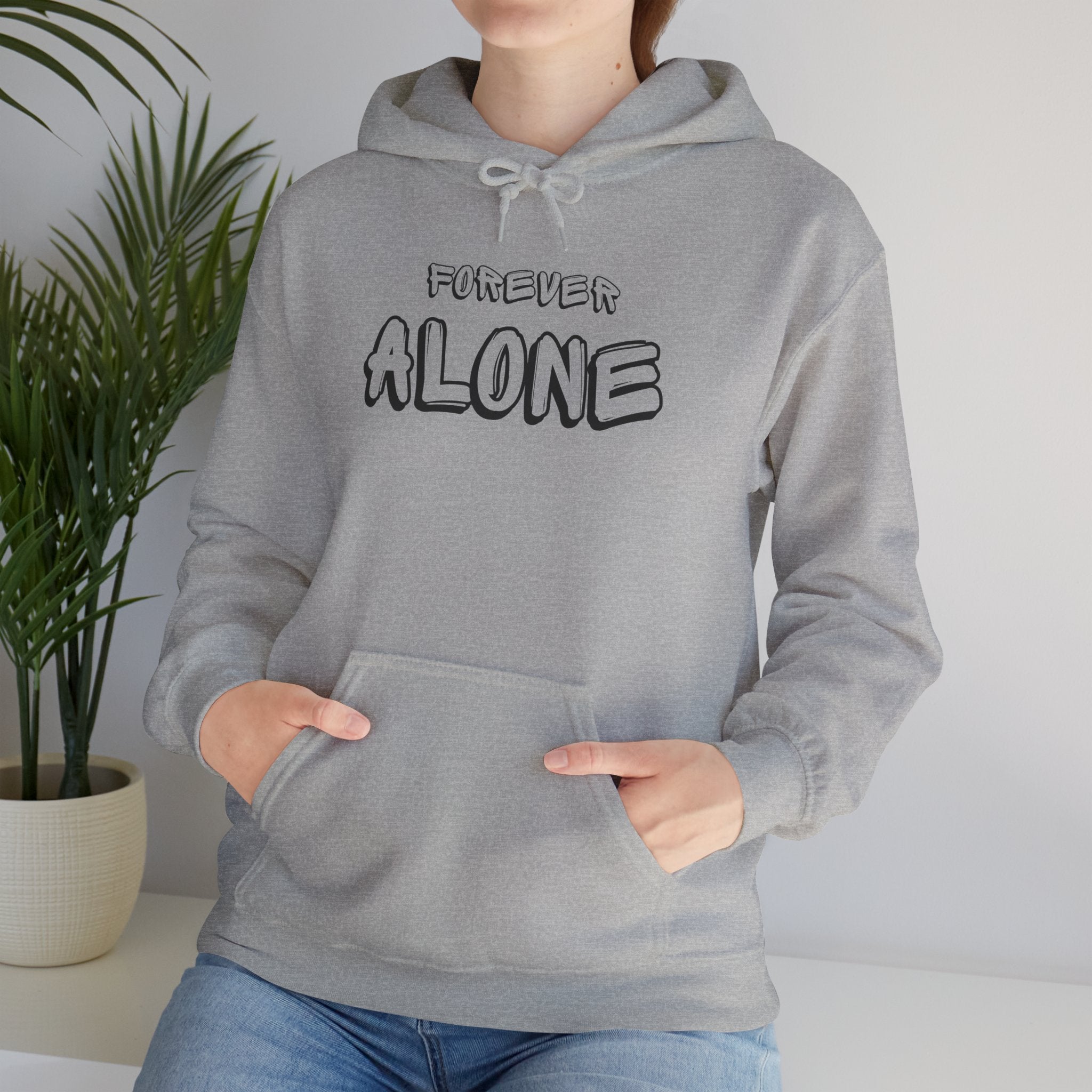 Forever Alone Hoodie – Minimalist White Graphic Pullover