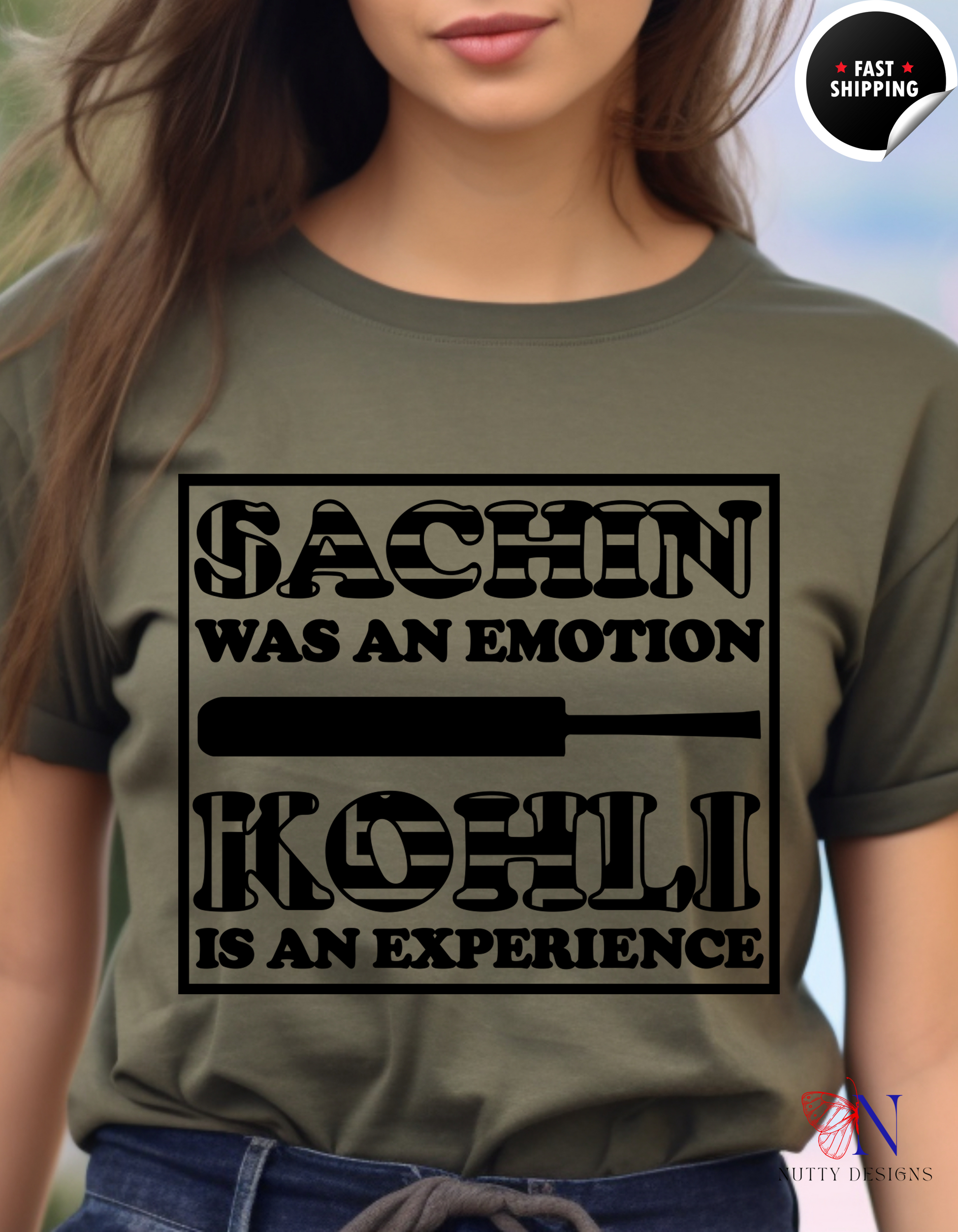 Sachin Was An Emotion, Kholi Is An Experience, unique T-Shirt Product Photo | Nutty Designs
