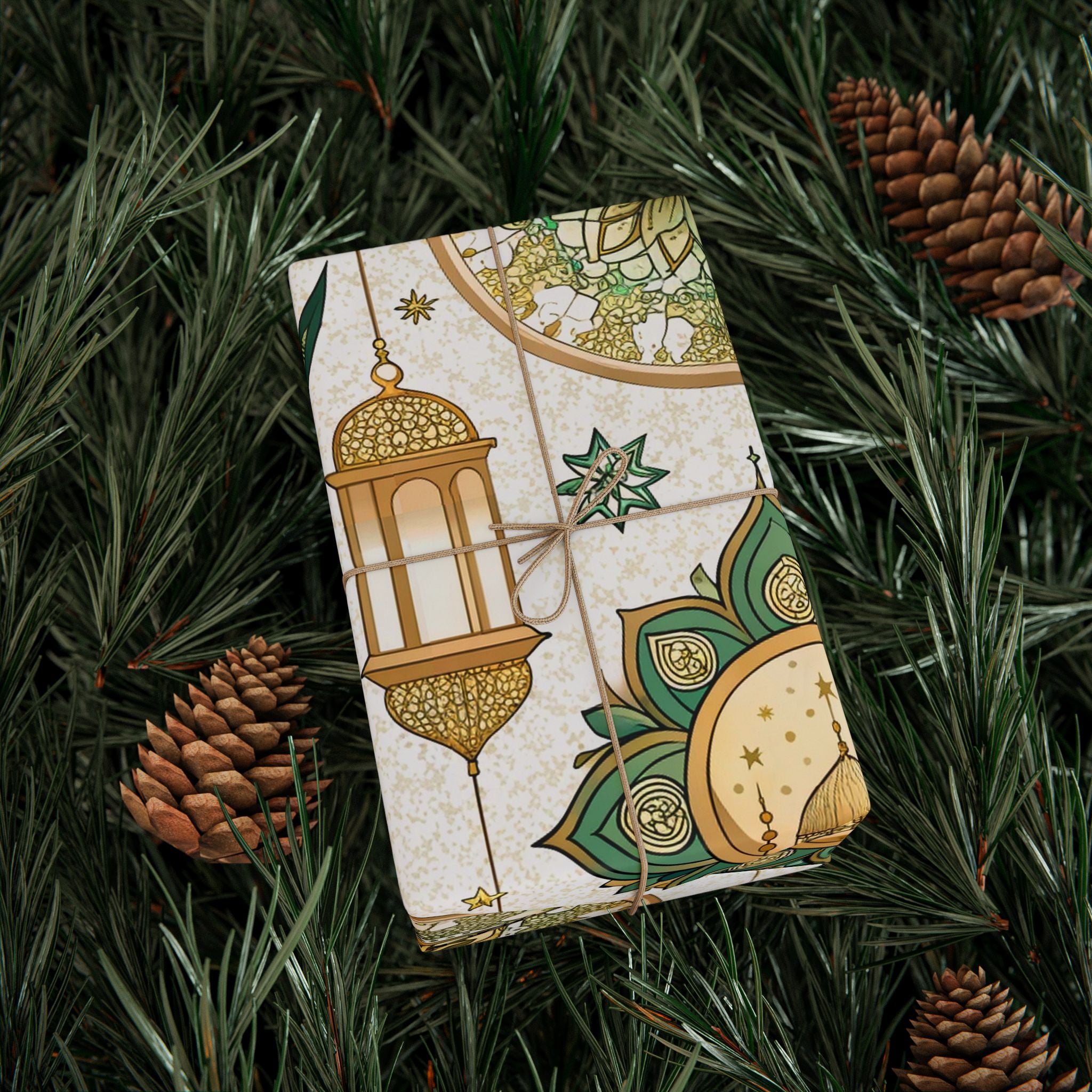 Ramadan Wrapping Paper - Islamic Gift Wrap With Mosque, Moon and Stars Design