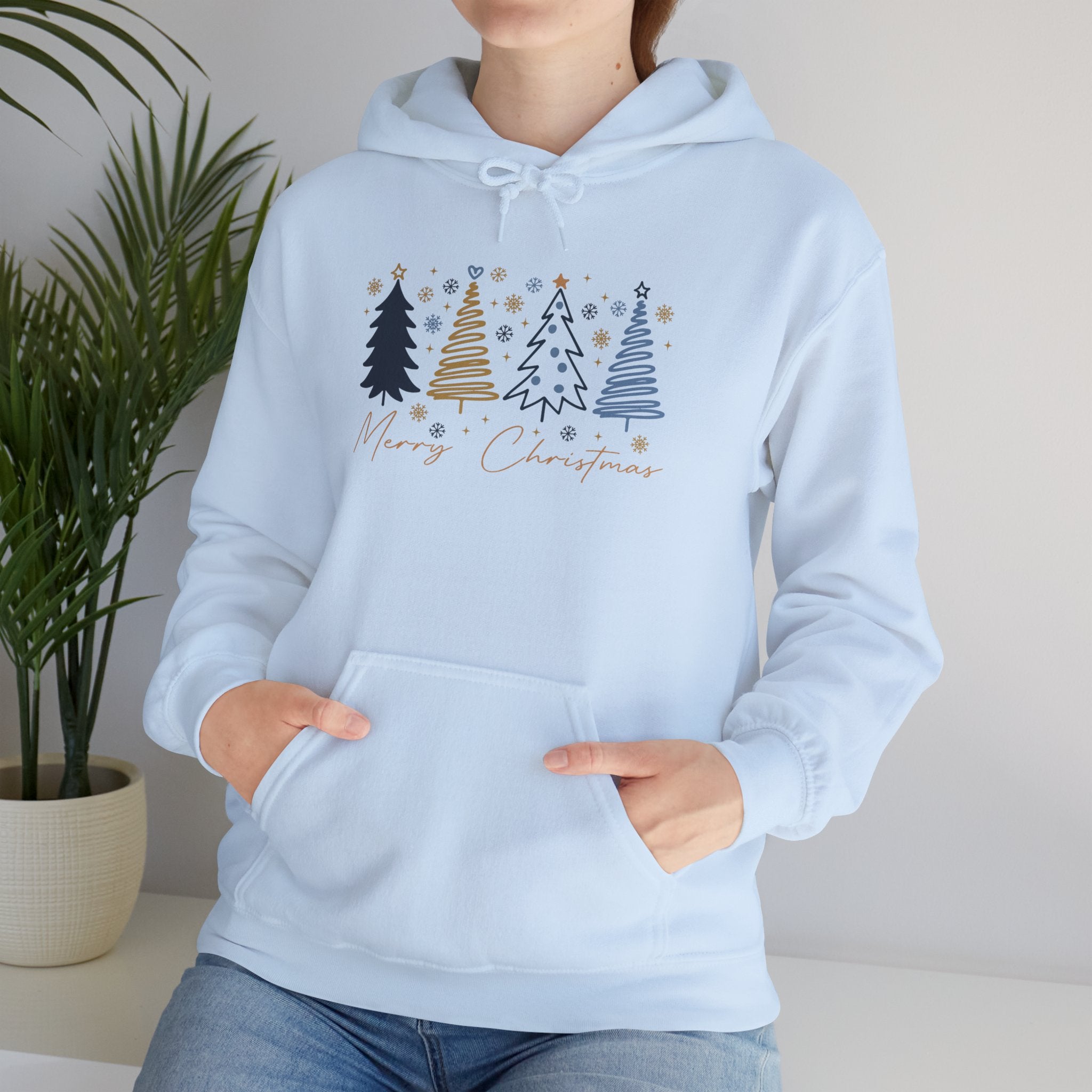 Holiday Christmas Trees Hooded Sweatshirt — Merry & Bright Cozy Pullover