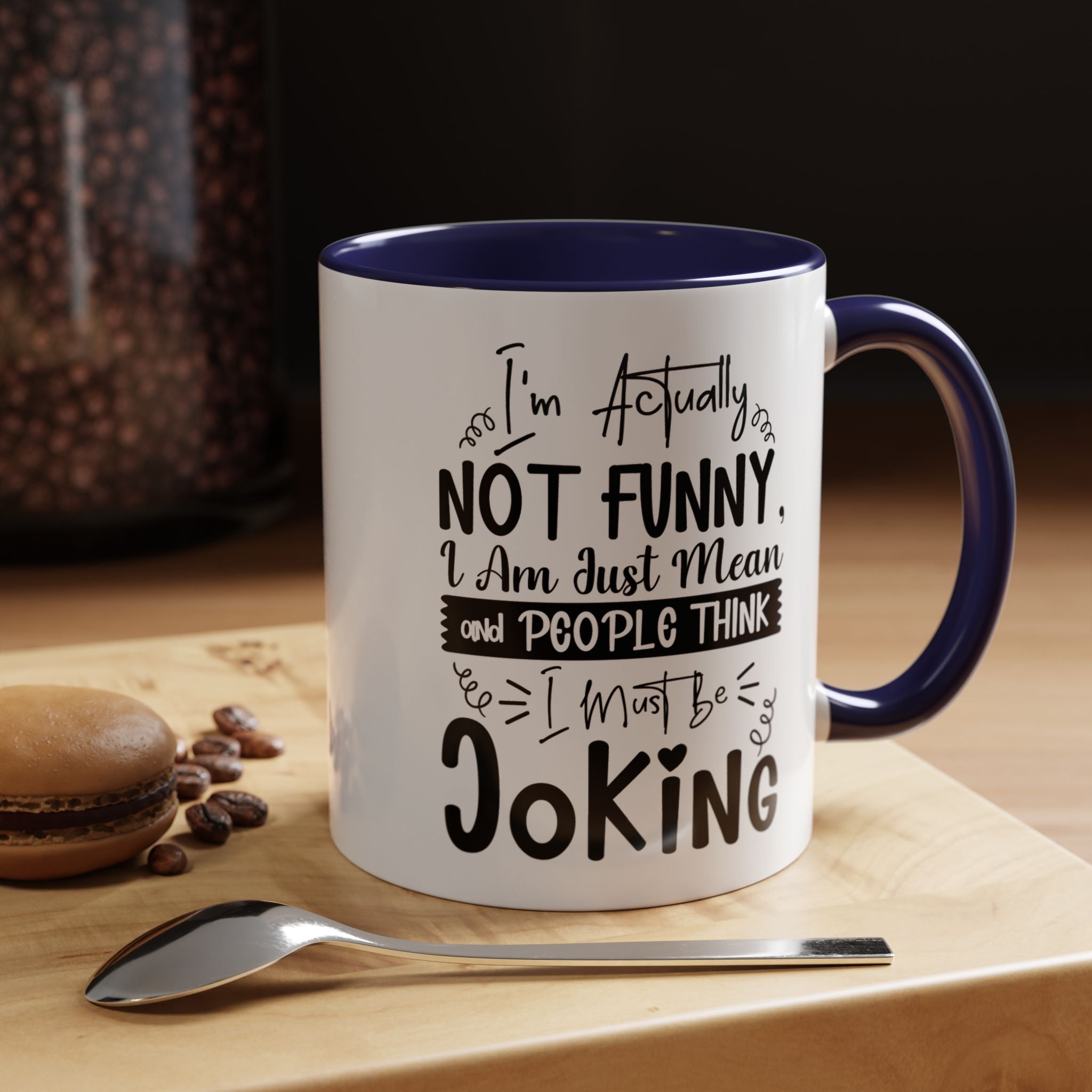 Funny Coffee Mug, Personalized Mug, I'm actually not funny Accent Cup (11, 15oz), Gift Under 20, White Elephant gift, Sarcastic Cup