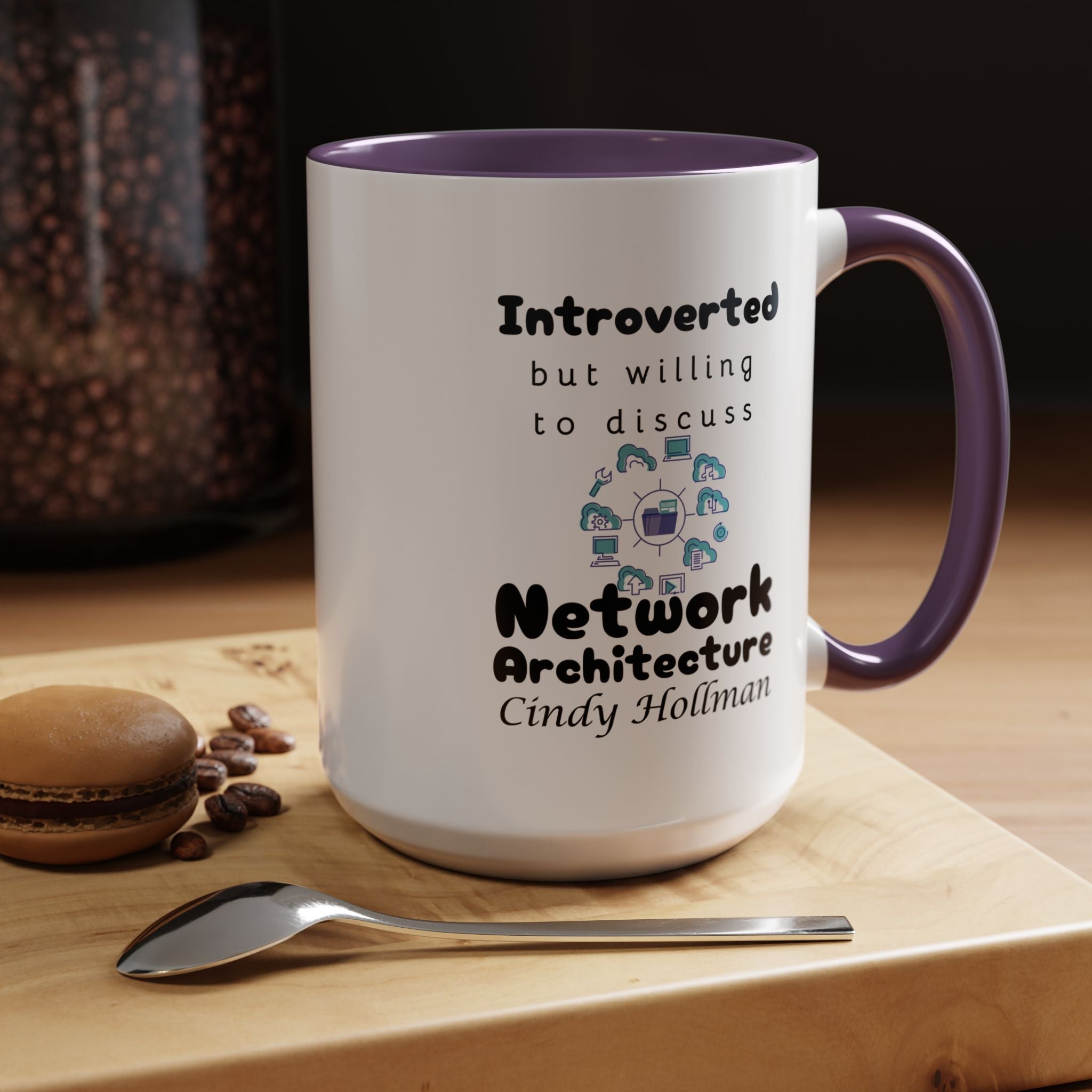 Introverted But Willing To Discuss Network Architecture Personalized Accent Coffee Mug (11 & 15oz) For Network Architects, Nerds, Geeks