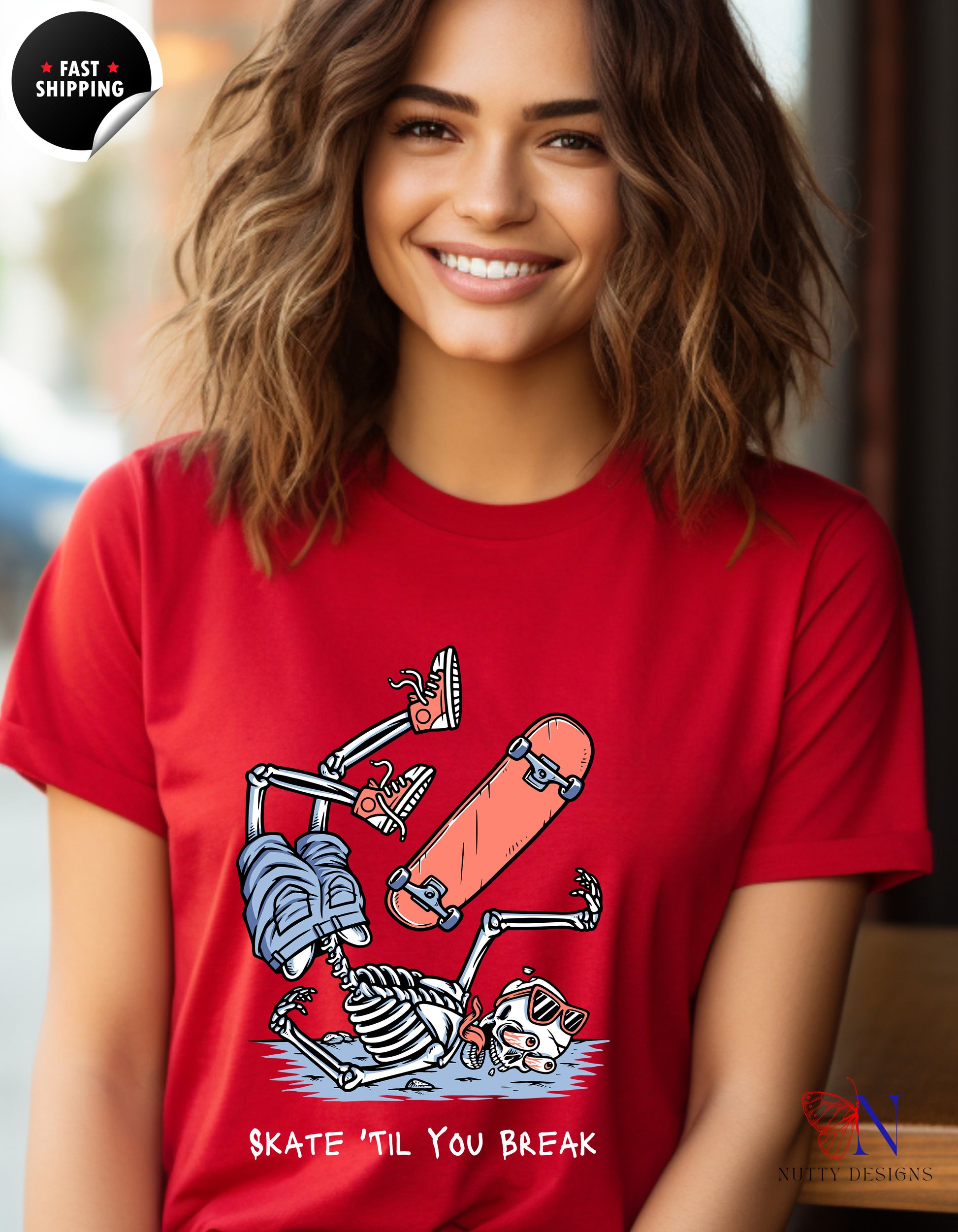 Skate Till You Break — Skateboard Shirt for Skaters T-Shirt Product Photo | Nutty Designs